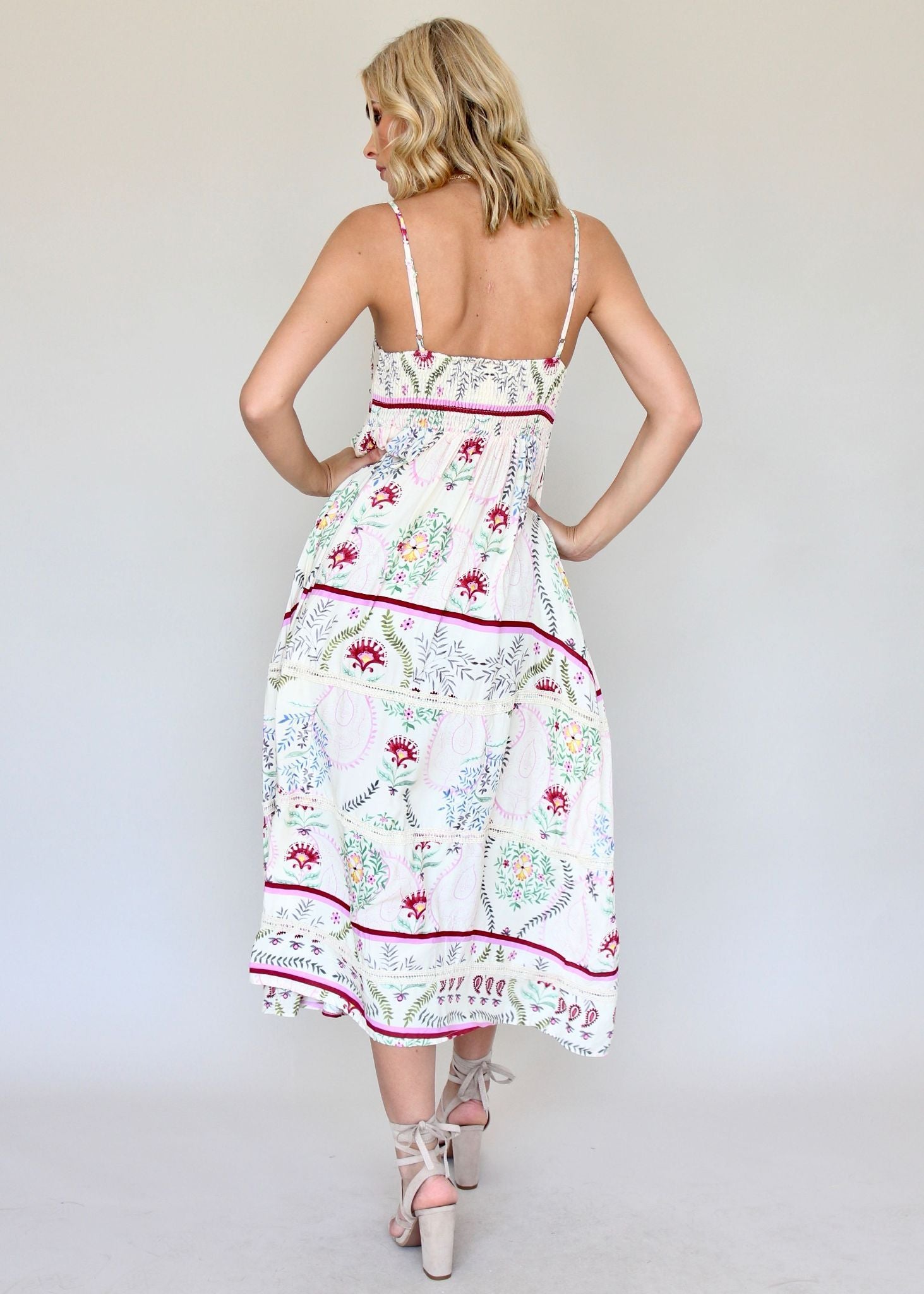 Heidi Swing Dress - Champagne Flowers