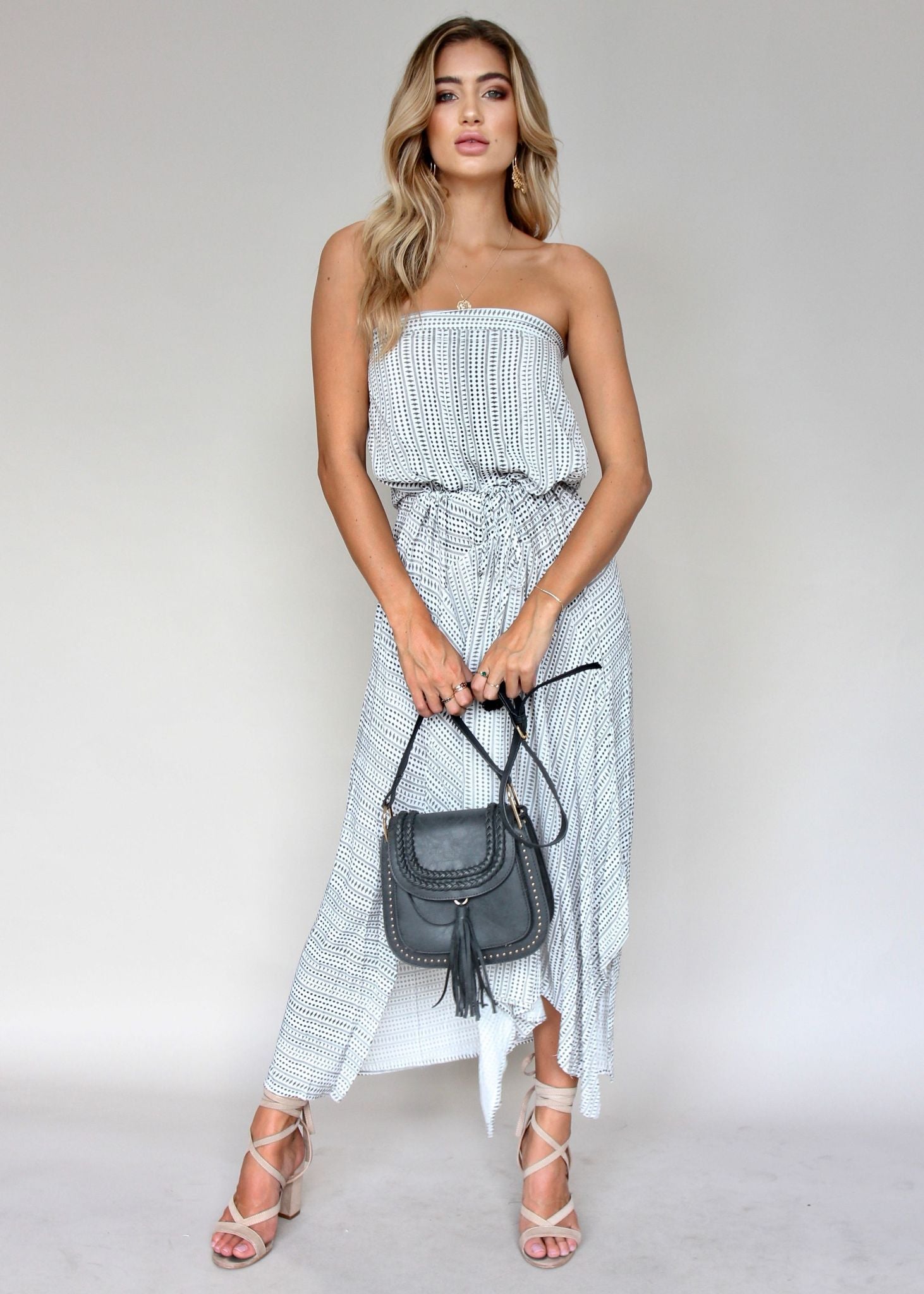 New Freedom Strapless Maxi Dress - Black/White
