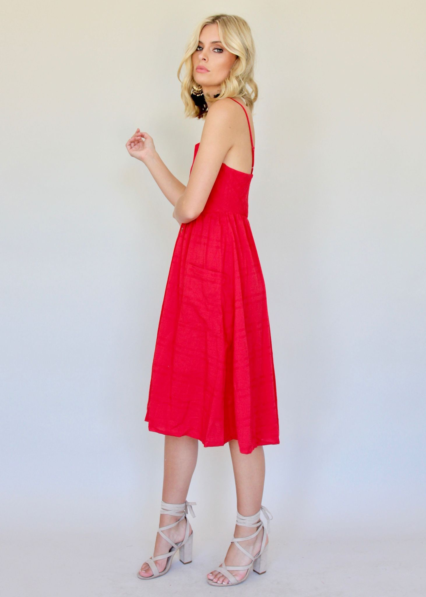 Utopia Midi Dress - Red