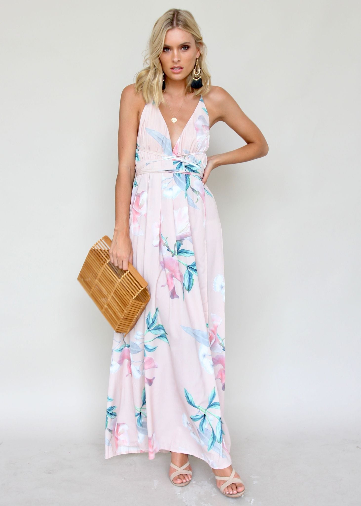 Karmen Halter Maxi Dress - Pink Tropical