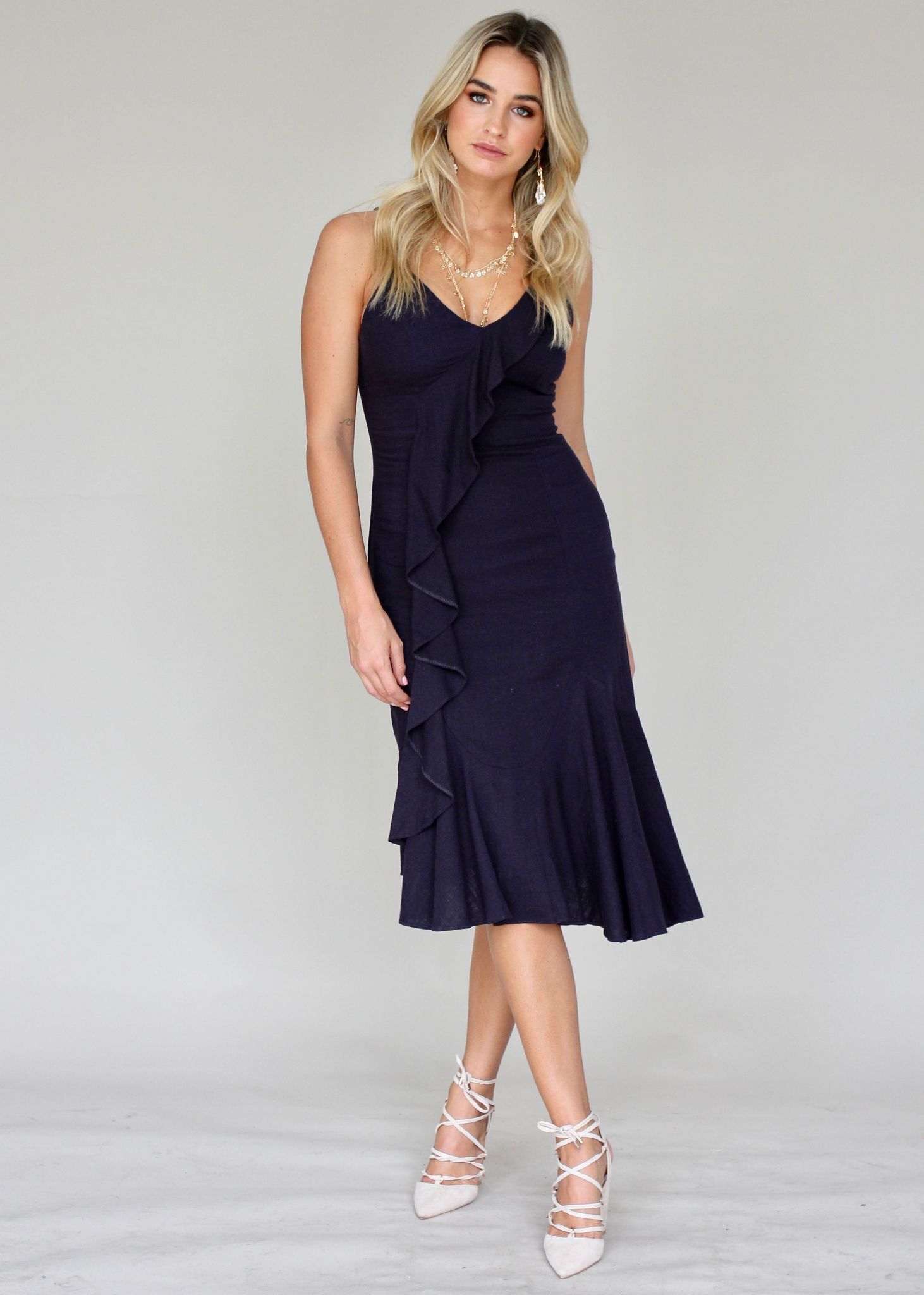 Leela Midi Dress - Navy