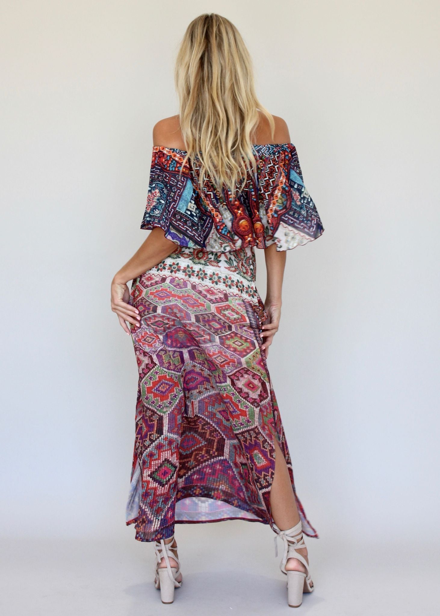 Night Sky Off Shoulder Dress - Moroccan
