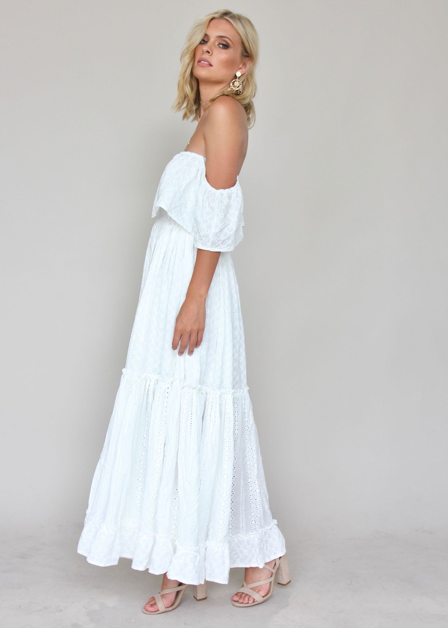 Jennifer Maxi Dress - White Embroidered