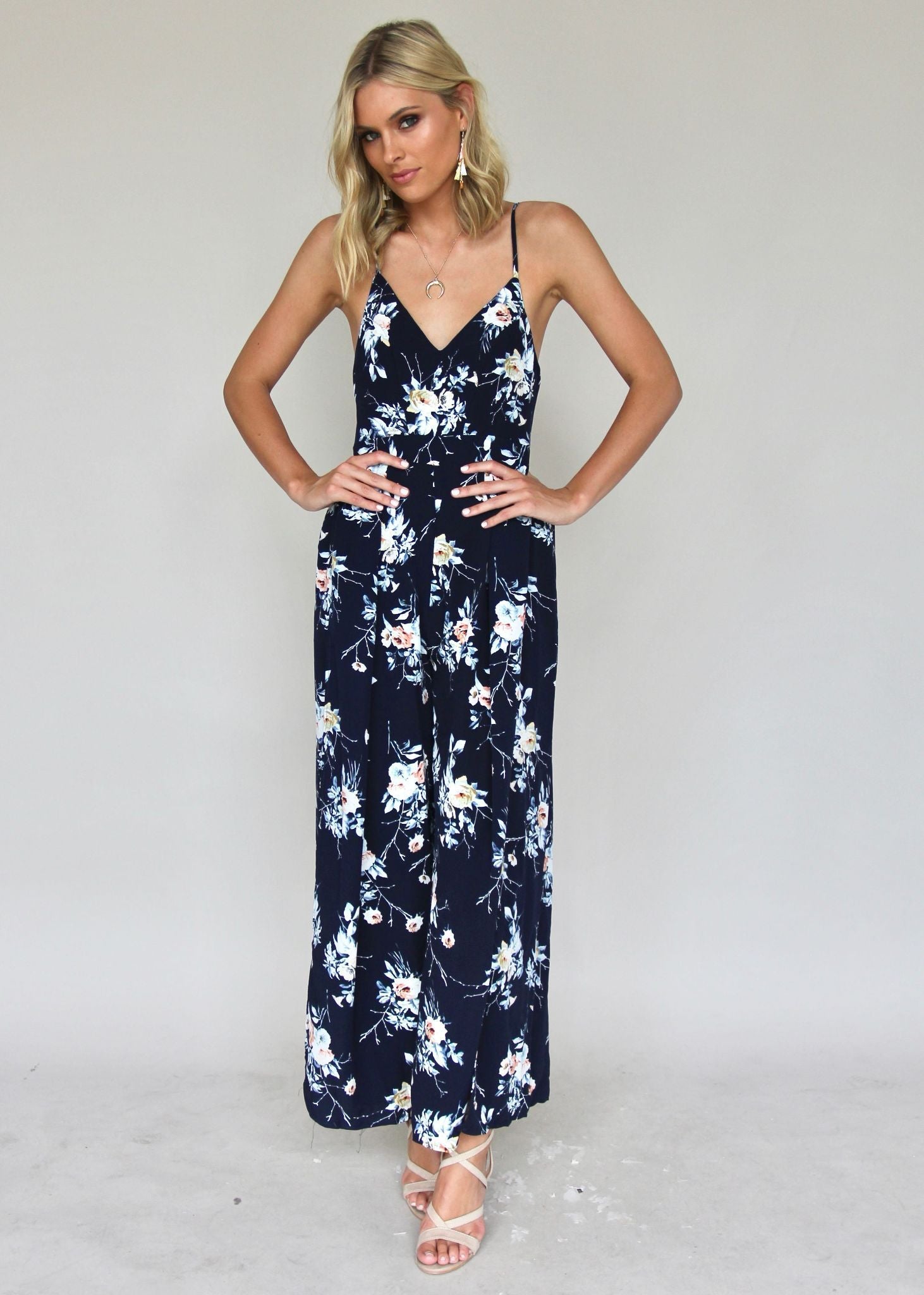 Take The Lead Pantsuit - Navy Floral