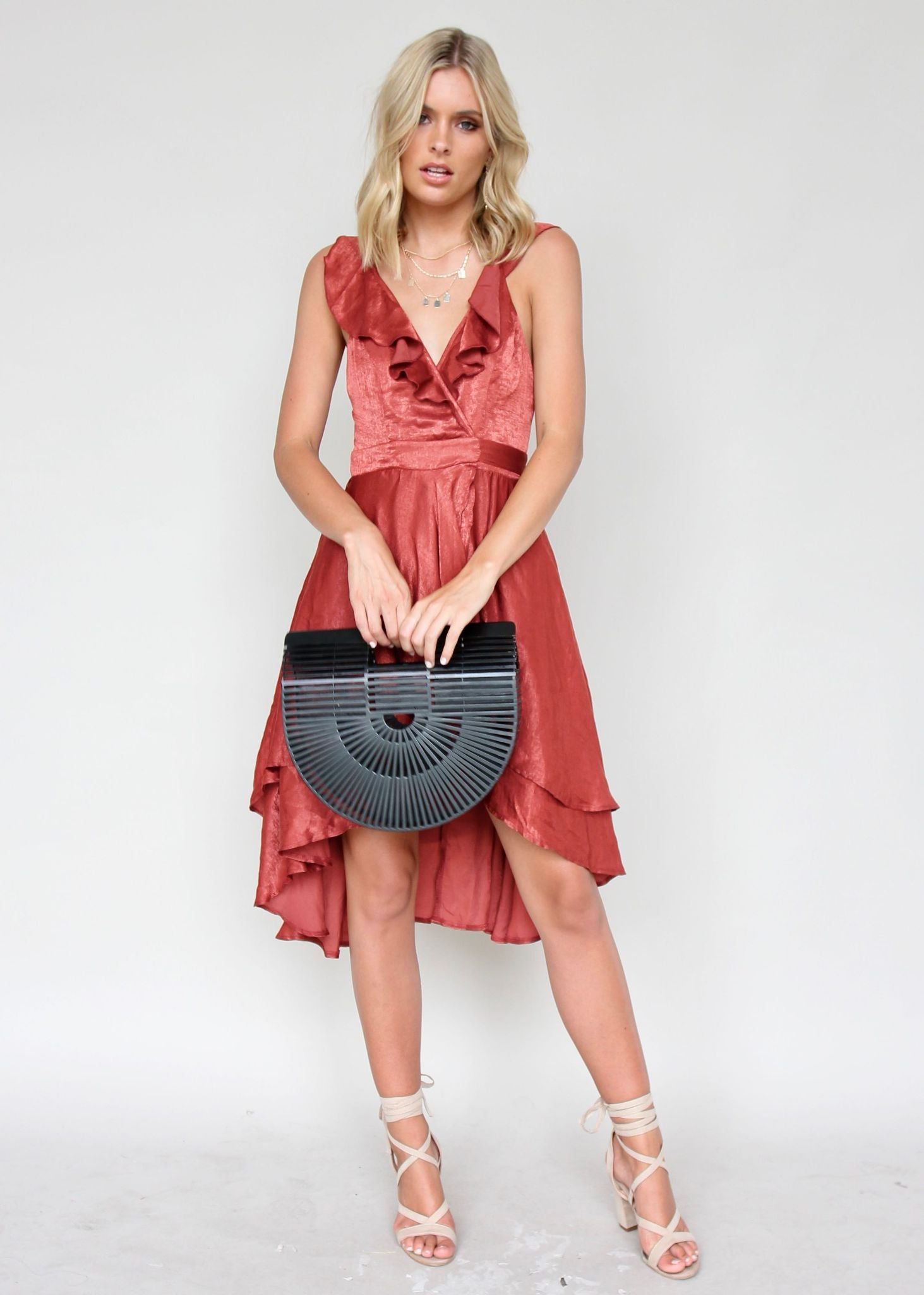 Take Me On Wrap Dress - Rust
