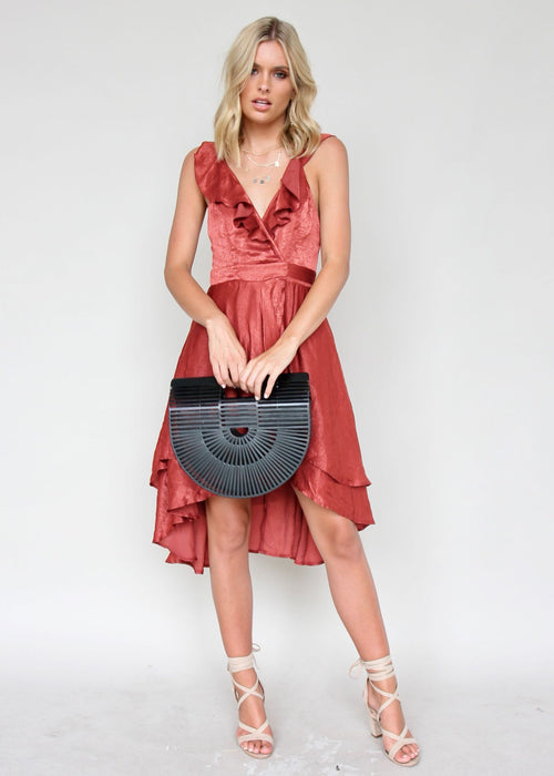 Take Me On Wrap Dress - Rust