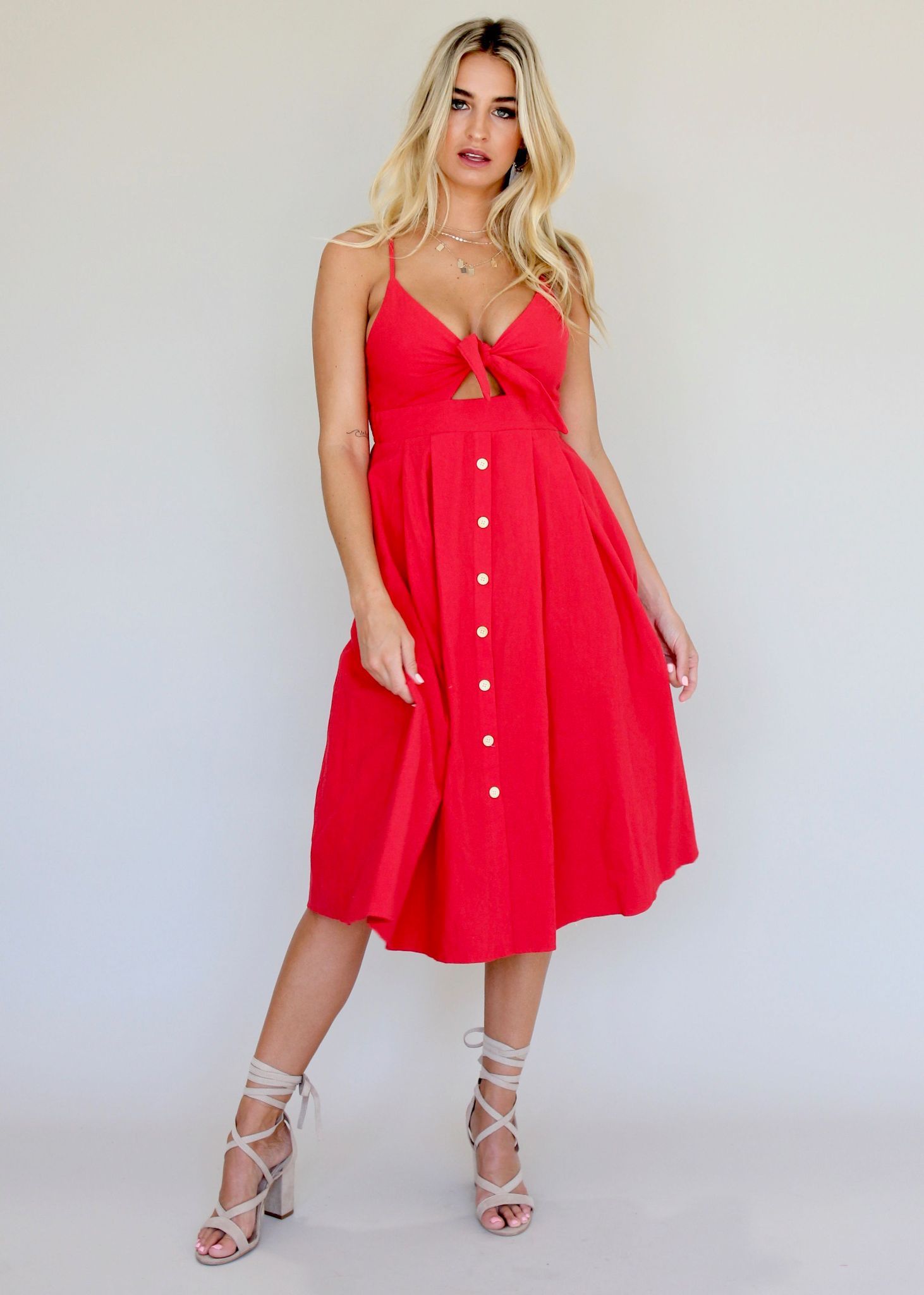 Big City Midi Dress - Red