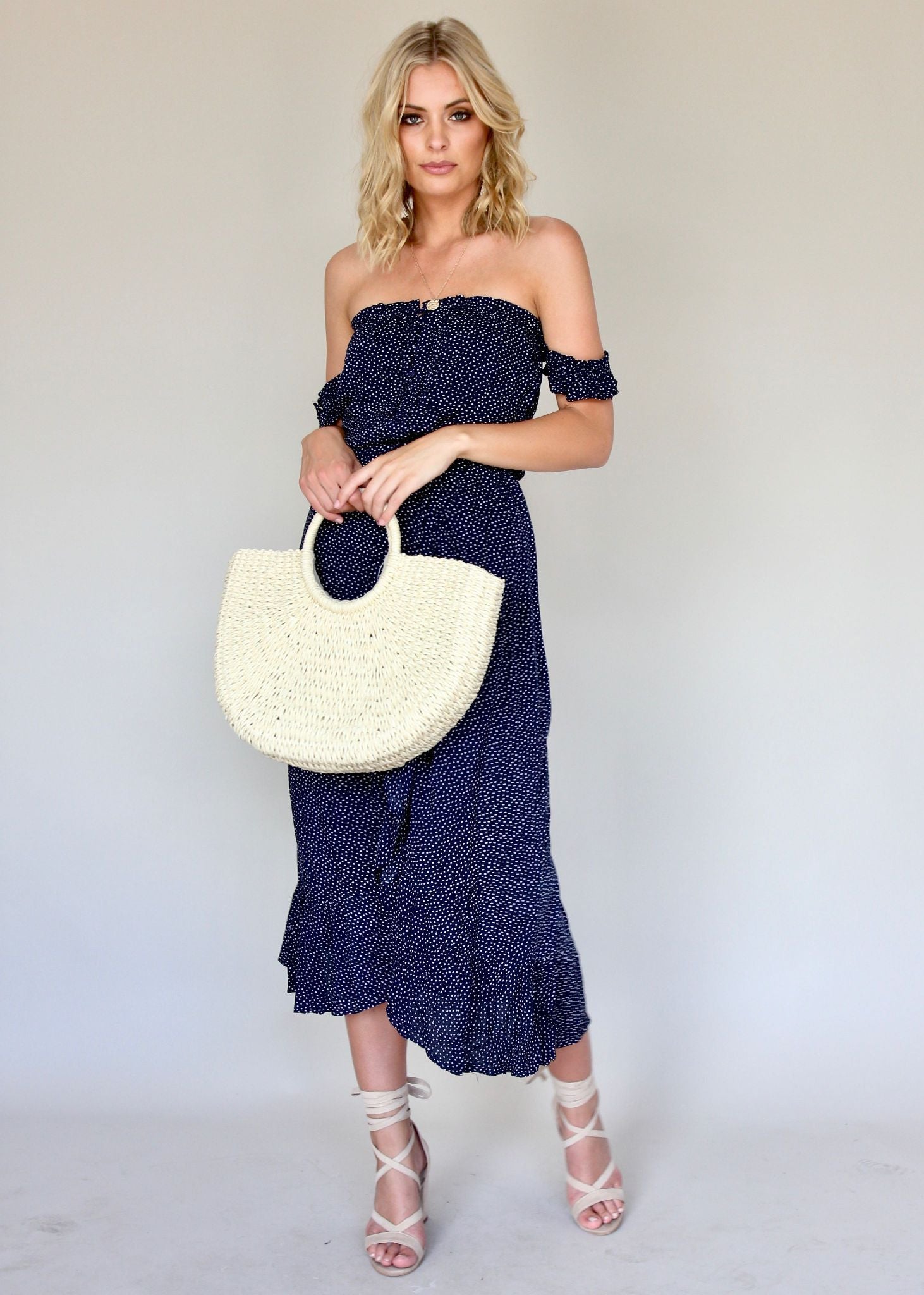 Sweet Solitude Dress - Navy/White