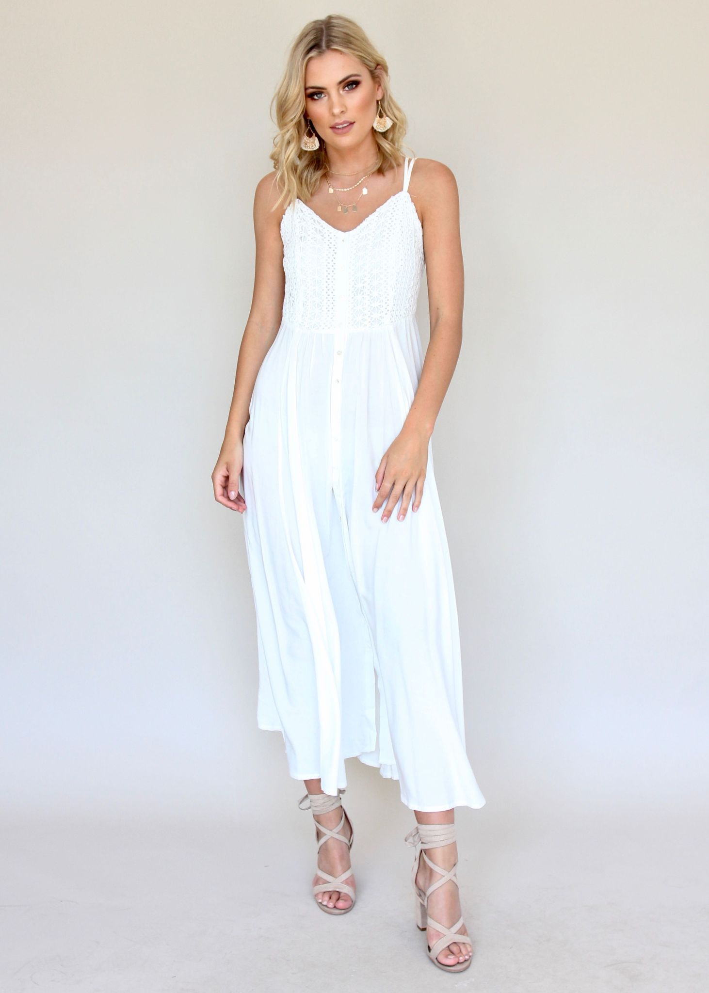 Mimi Maxi Dress - White Embroidered