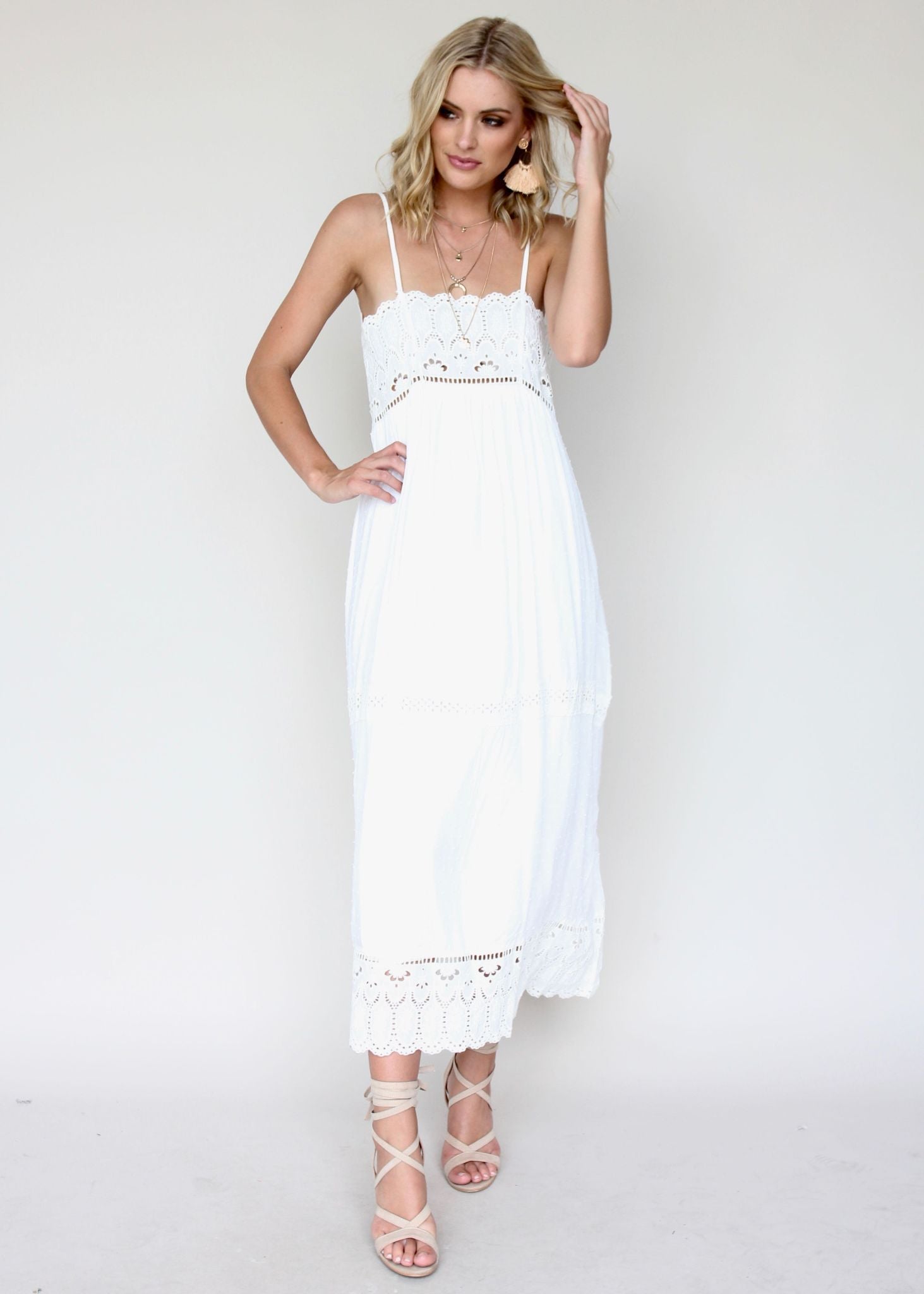 Annabelle Maxi Dress - White Embroidered
