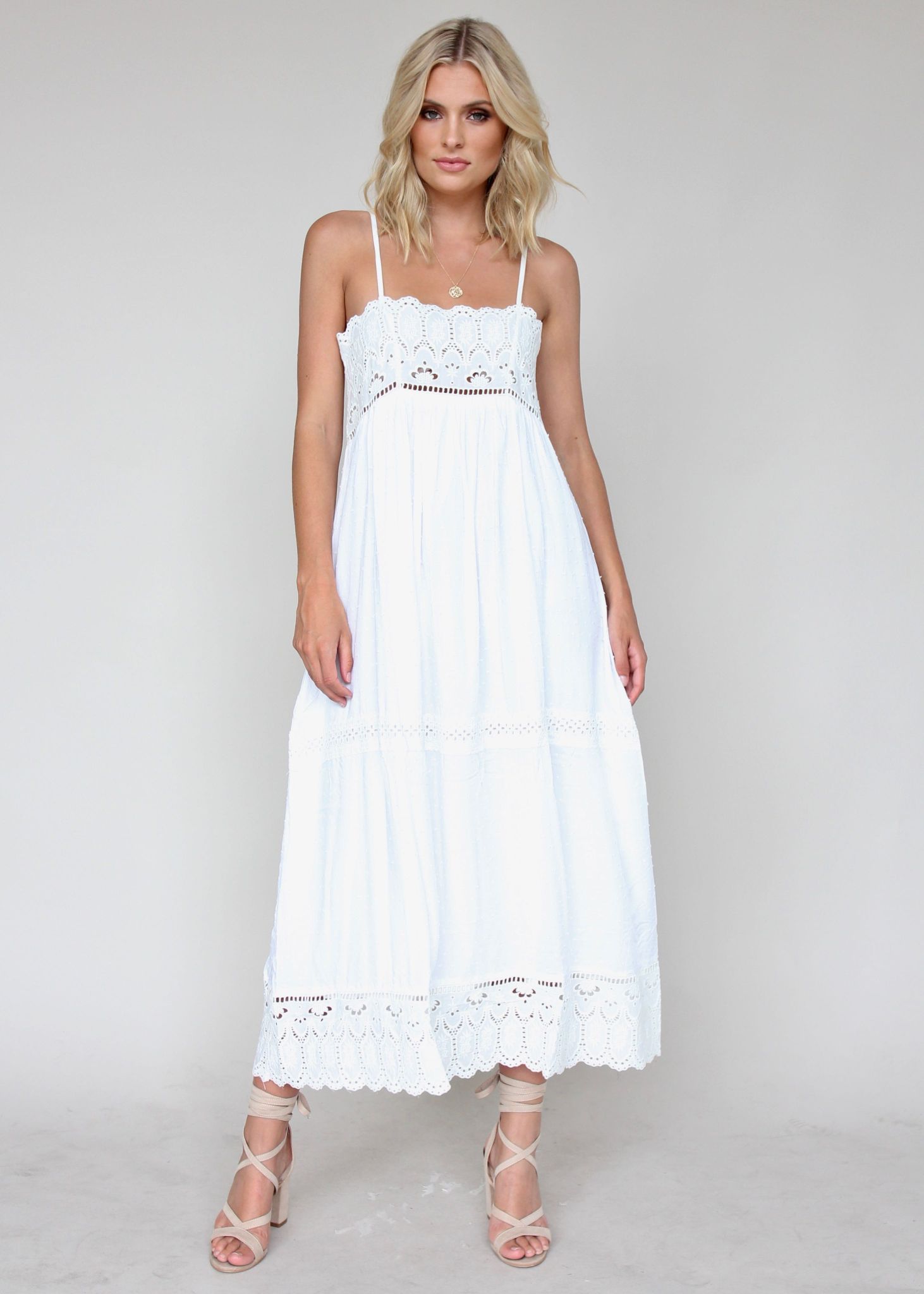 Annabelle Maxi Dress - White Embroidered