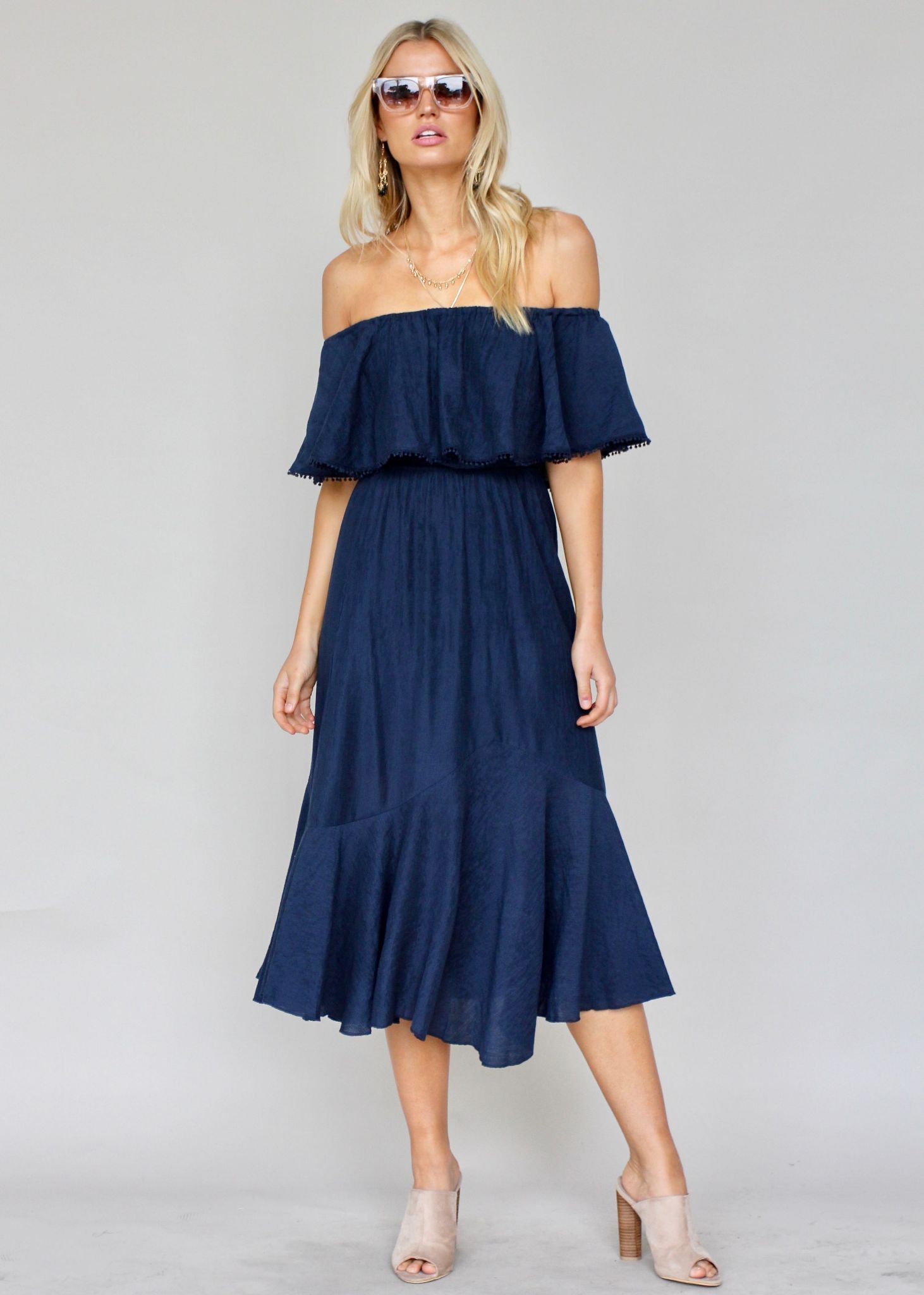 Hampton Summer Midi Dress - Navy