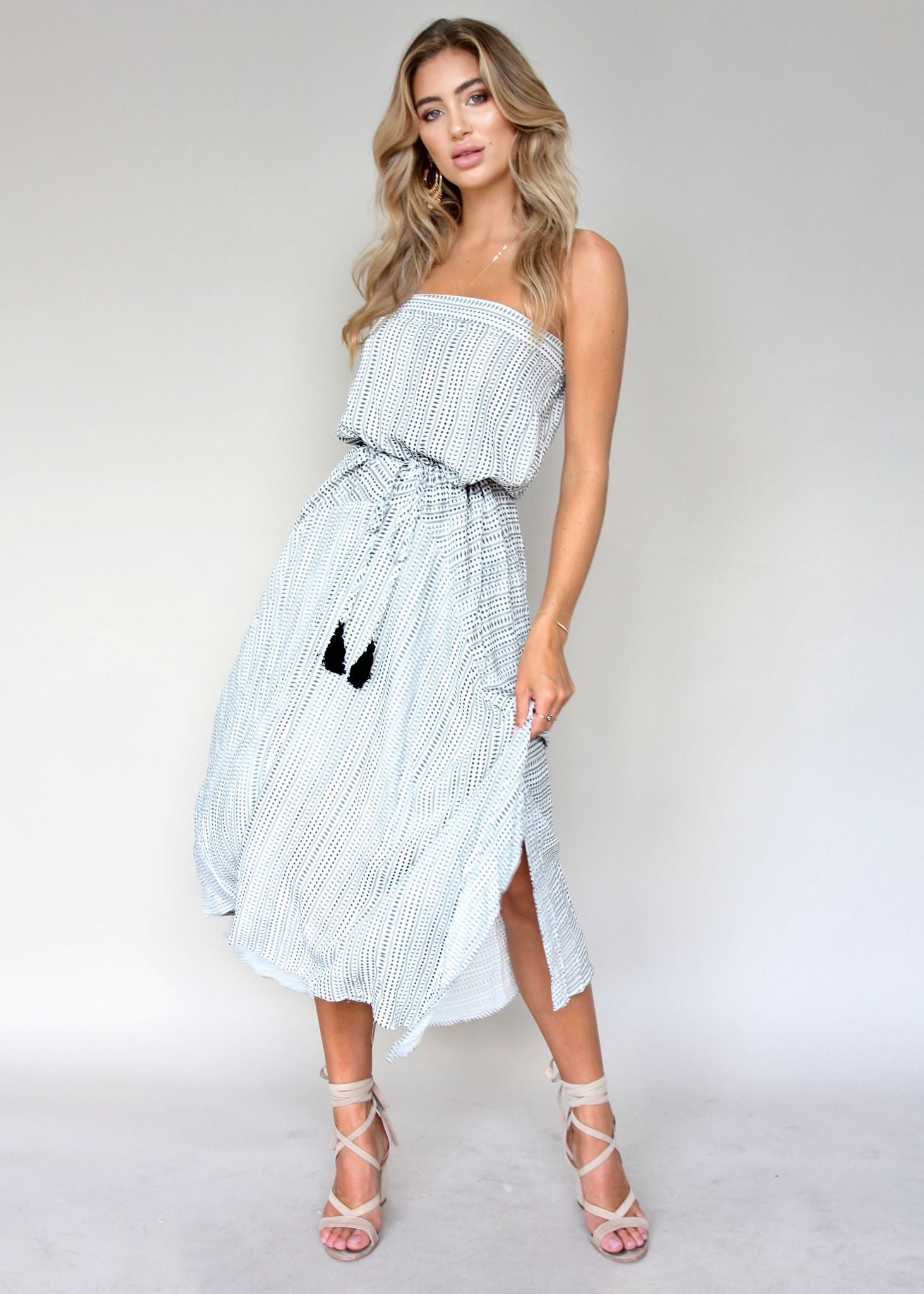 New Freedom Strapless Maxi Dress - Black/White