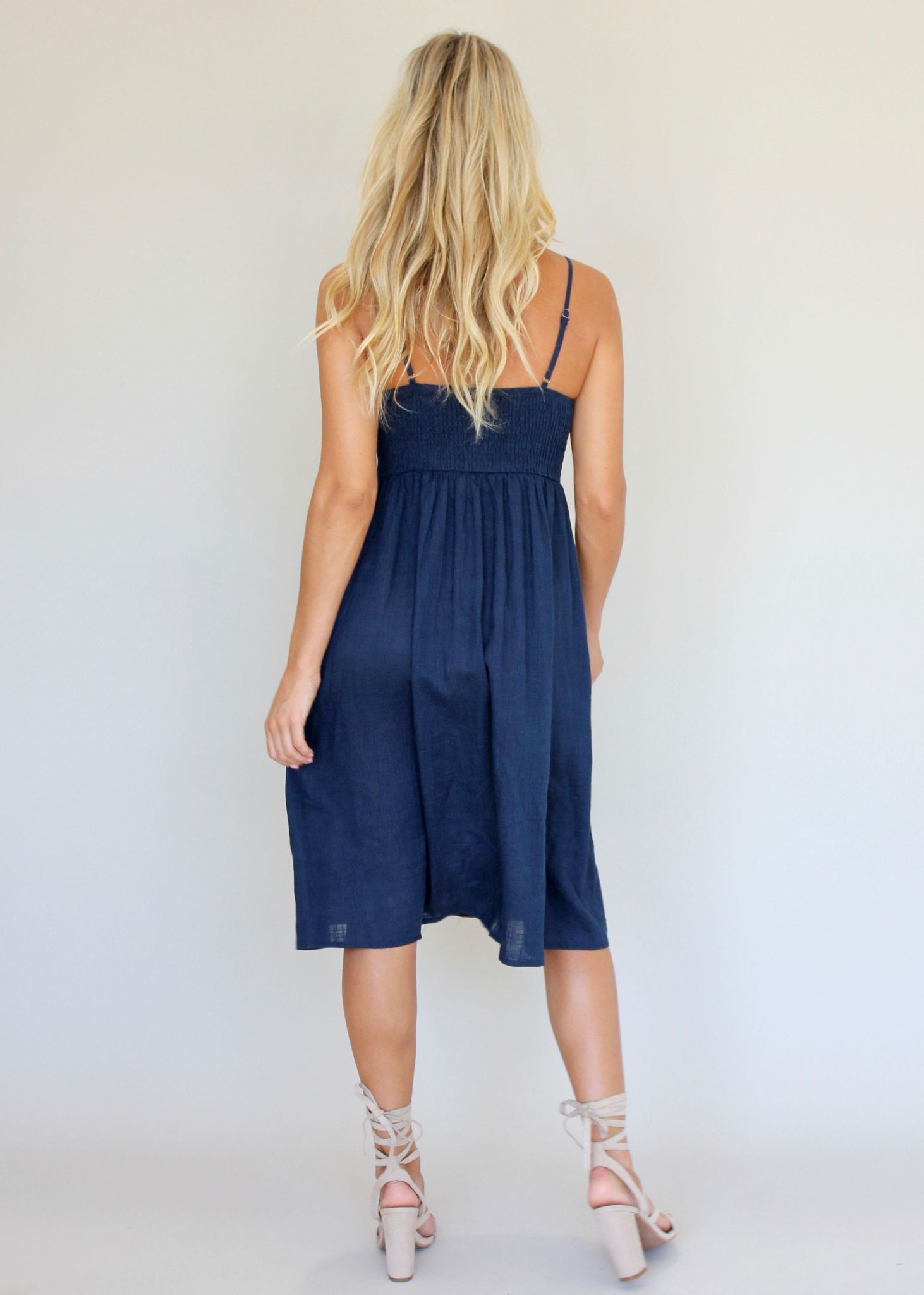 Amari Swing Midi Dress - Navy