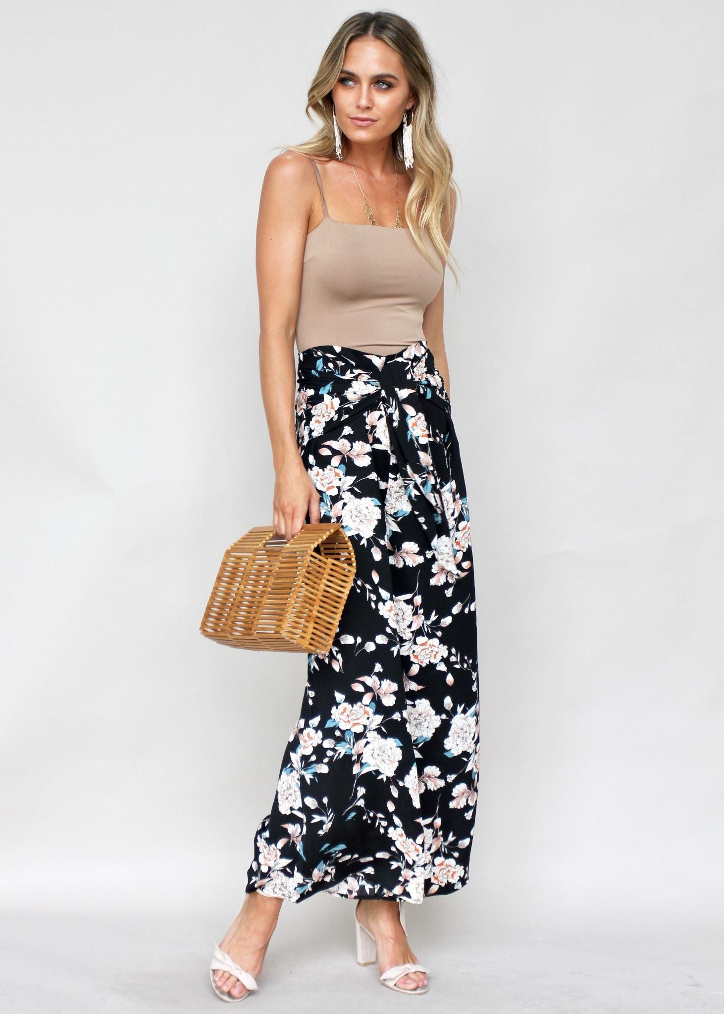 Sanoma Wide Leg Pants - Black Floral