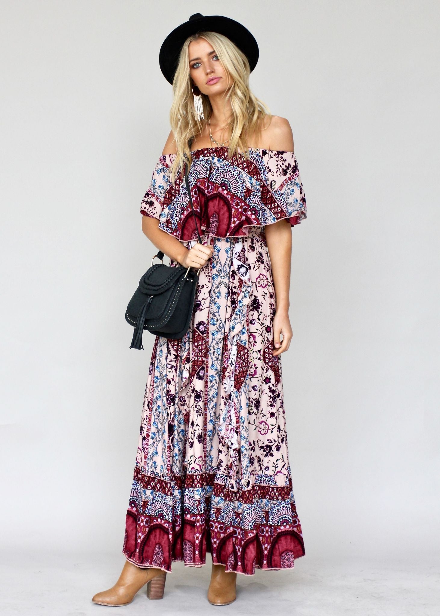 Georgie Off Shoulder Maxi Dress - Marrakesh Dreaming