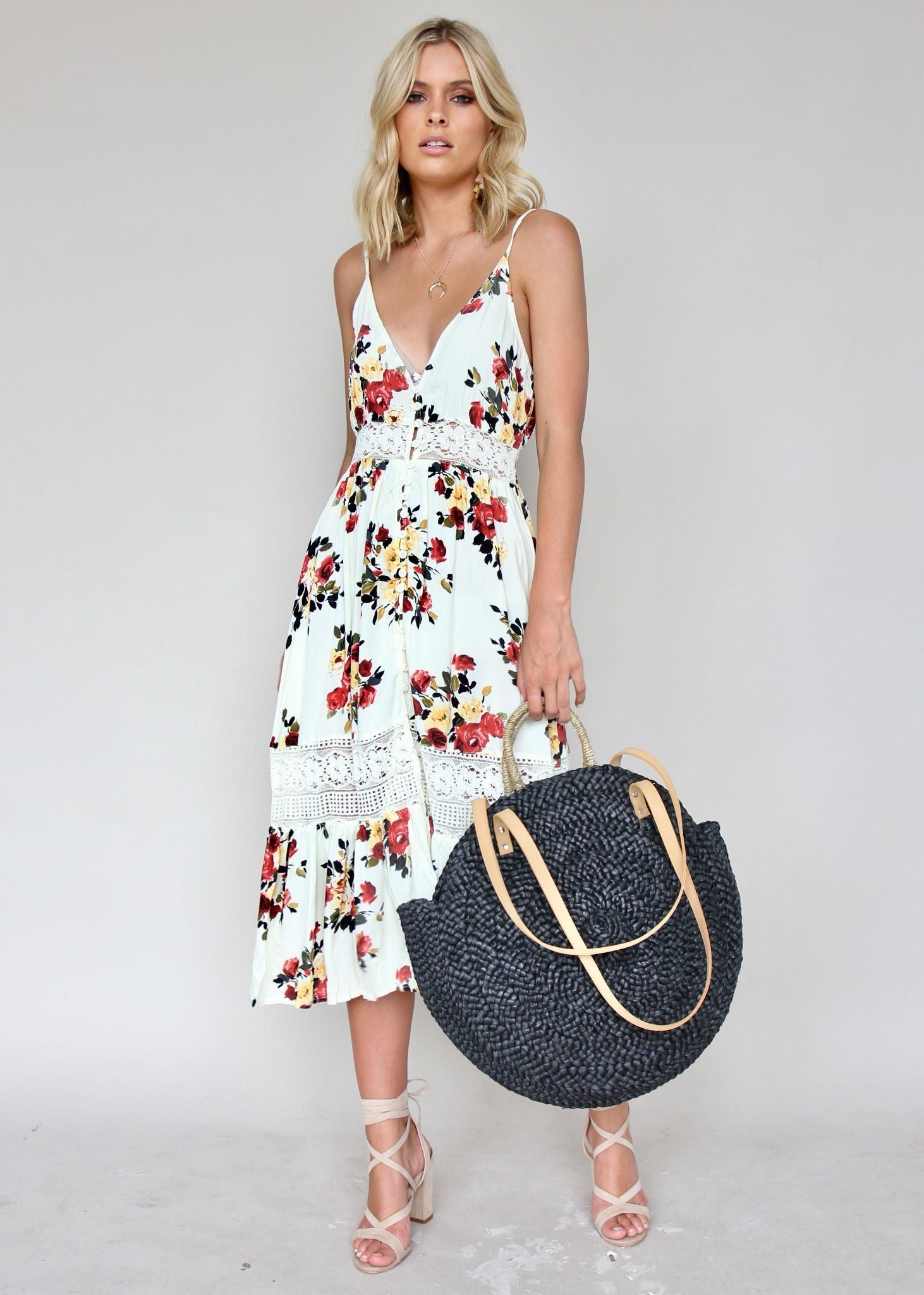 About The Weekend Midi Dress - Roses