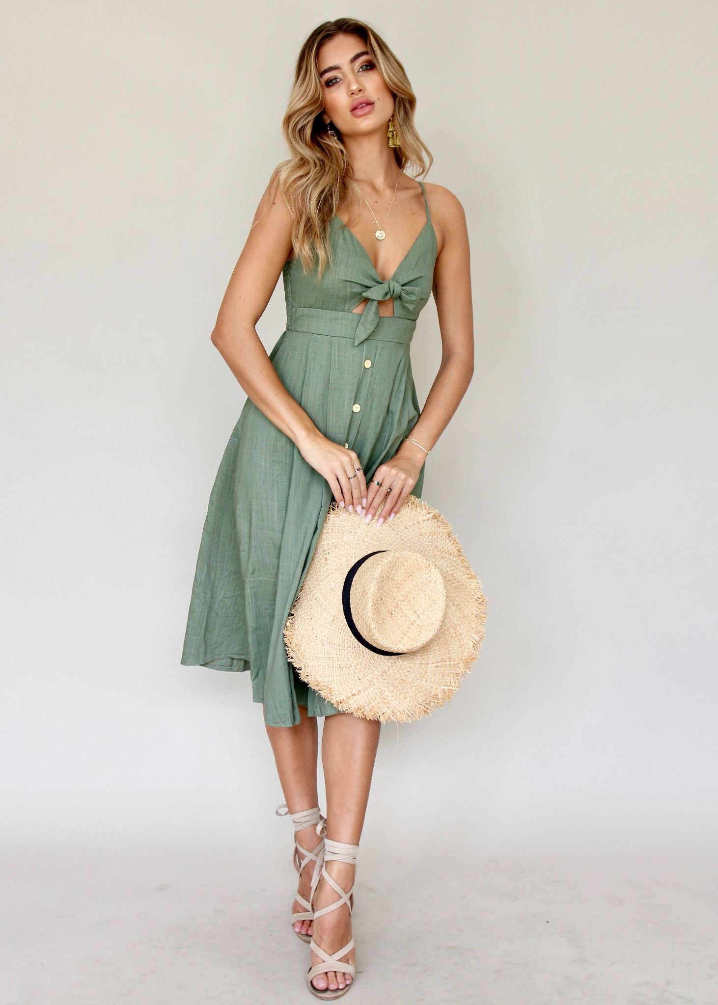Big City Midi Dress - Khaki