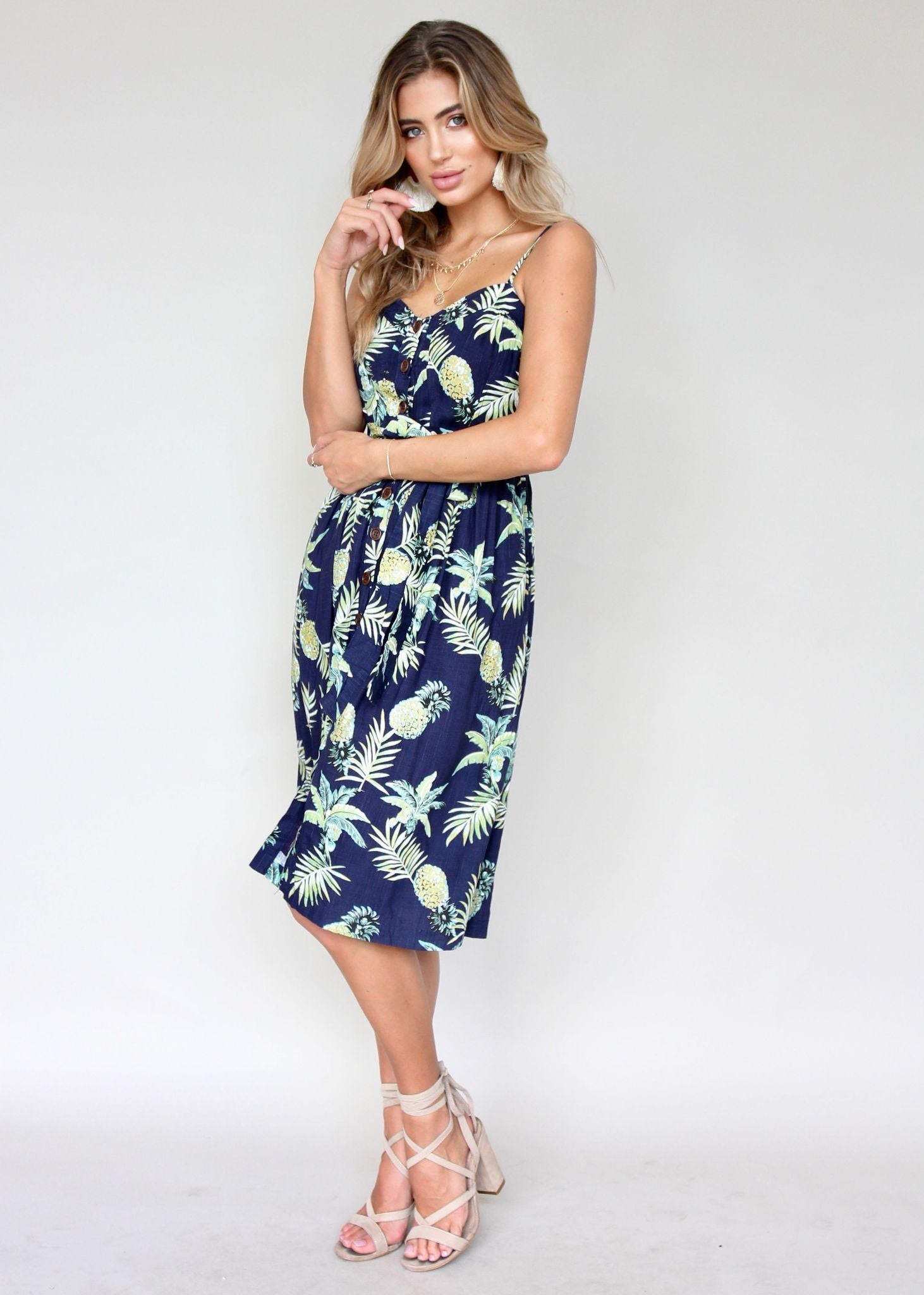 Coastal Distance Dress - Navy Tropicana