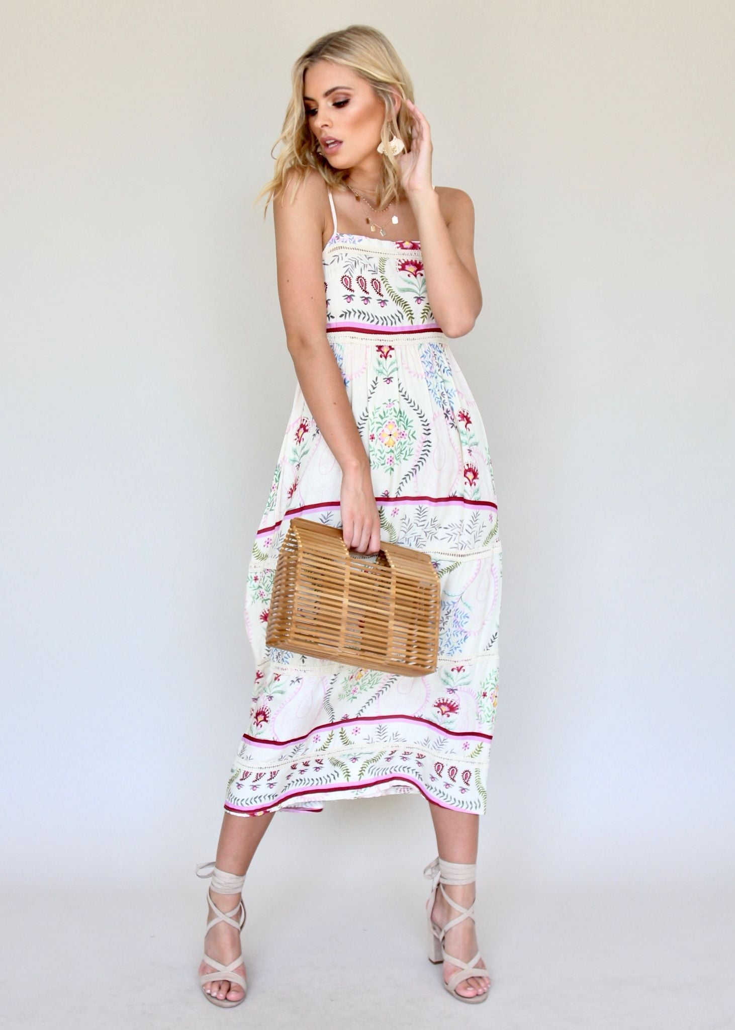 Heidi Swing Dress - Champagne Flowers