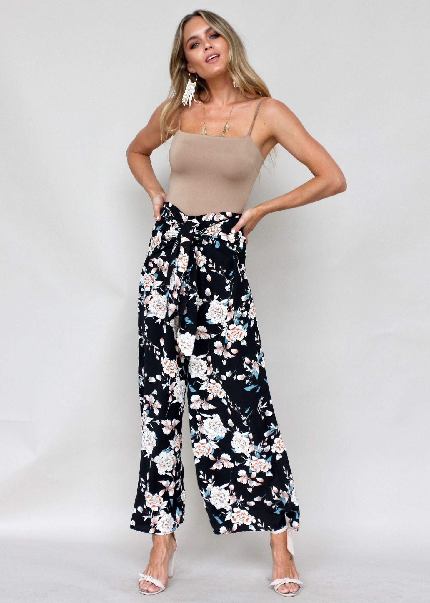 Sanoma Wide Leg Pants - Black Floral