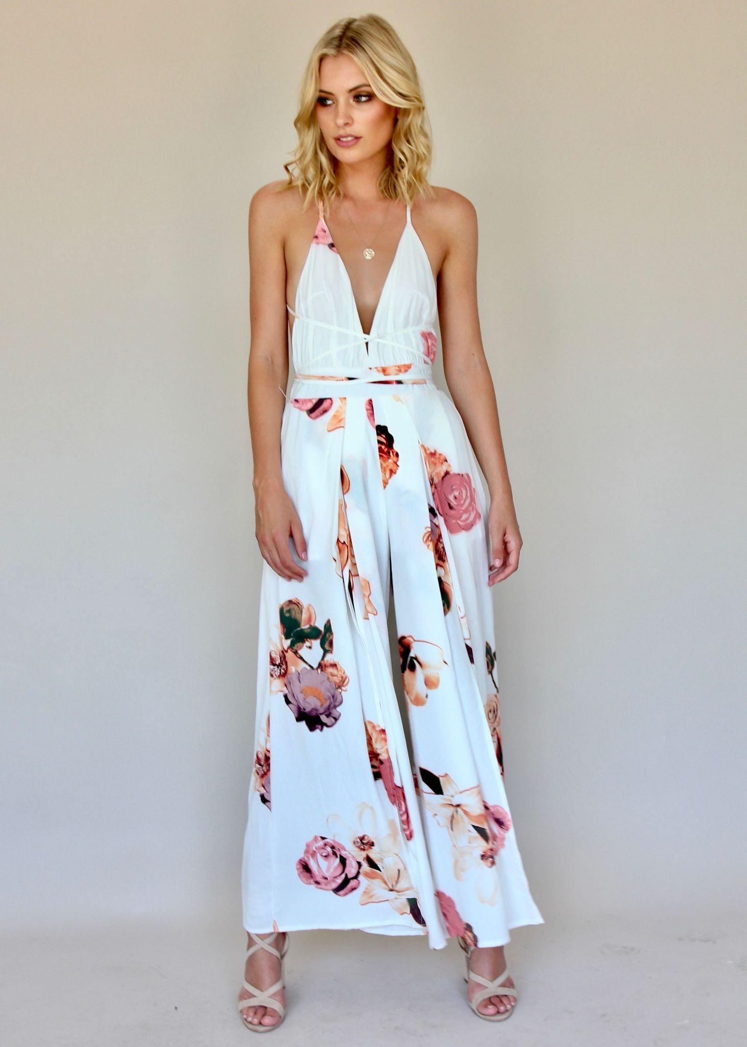 Karmen Halter Maxi Dress - Roses