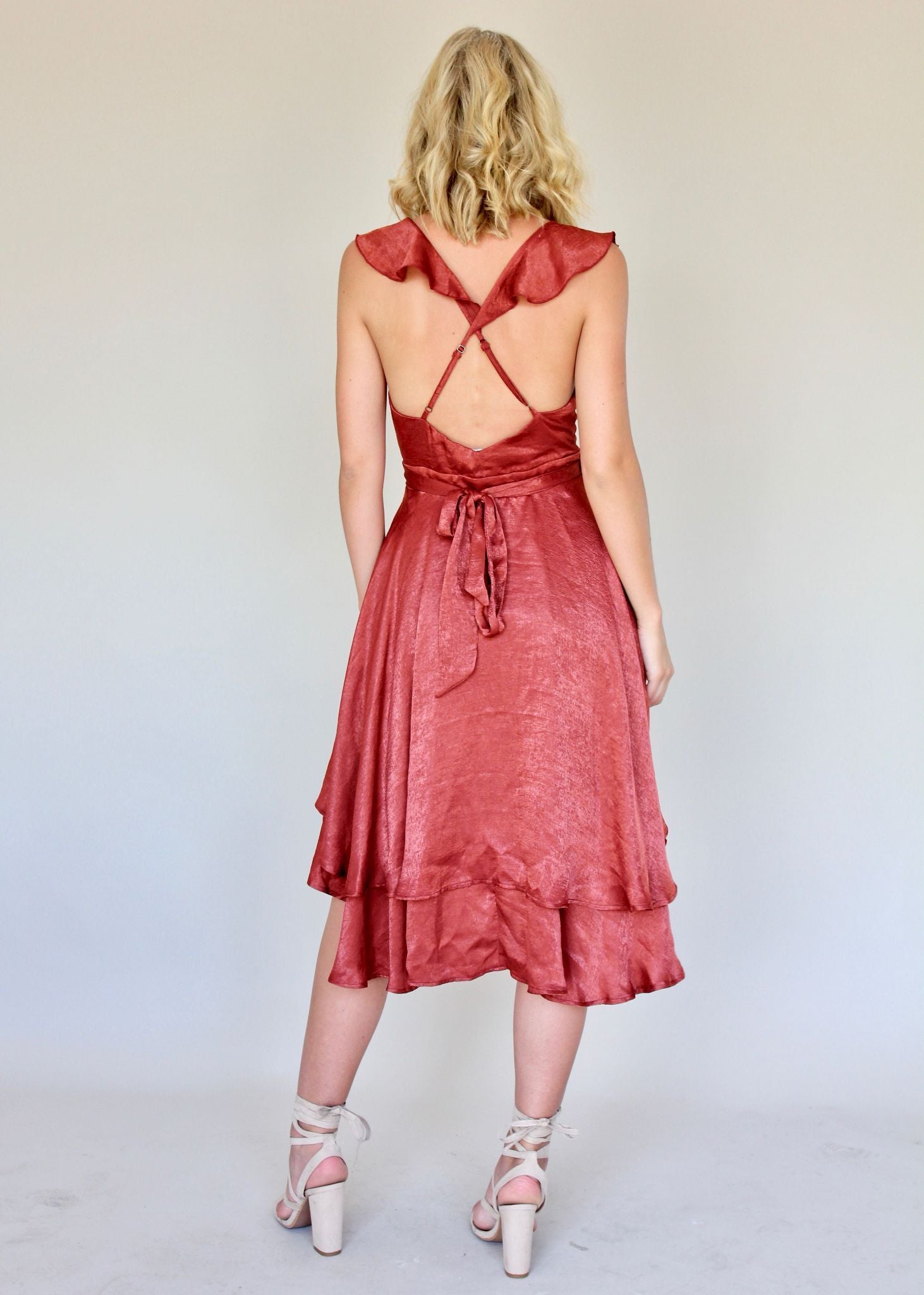Take Me On Wrap Dress - Rust