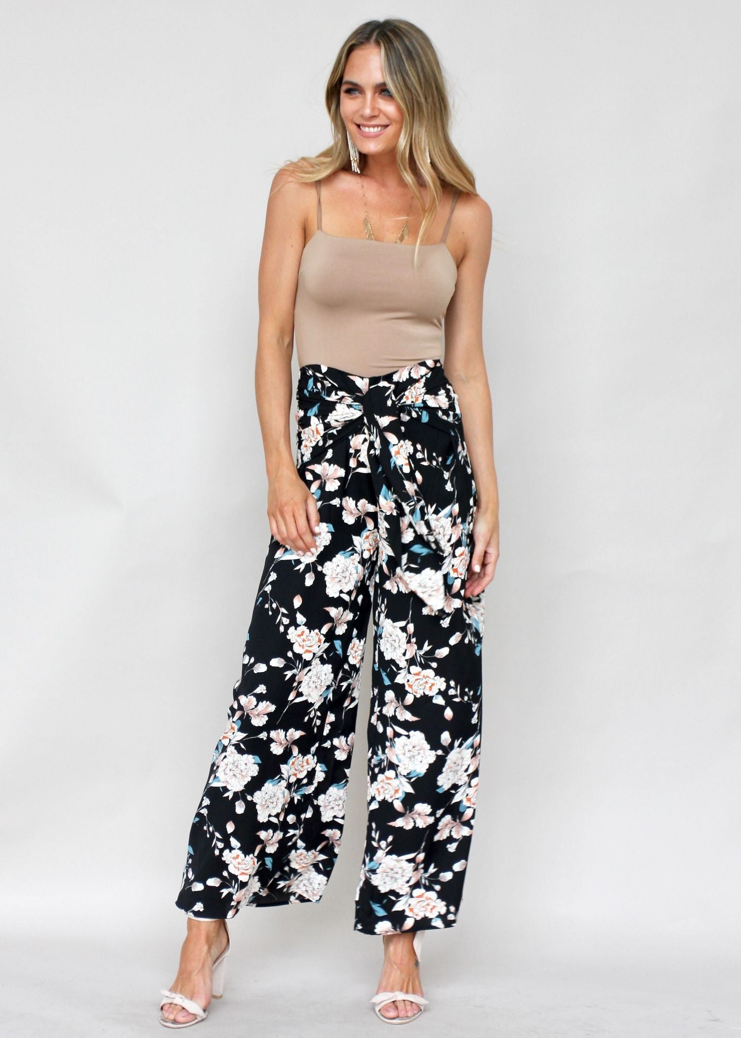 Sanoma Wide Leg Pants - Black Floral