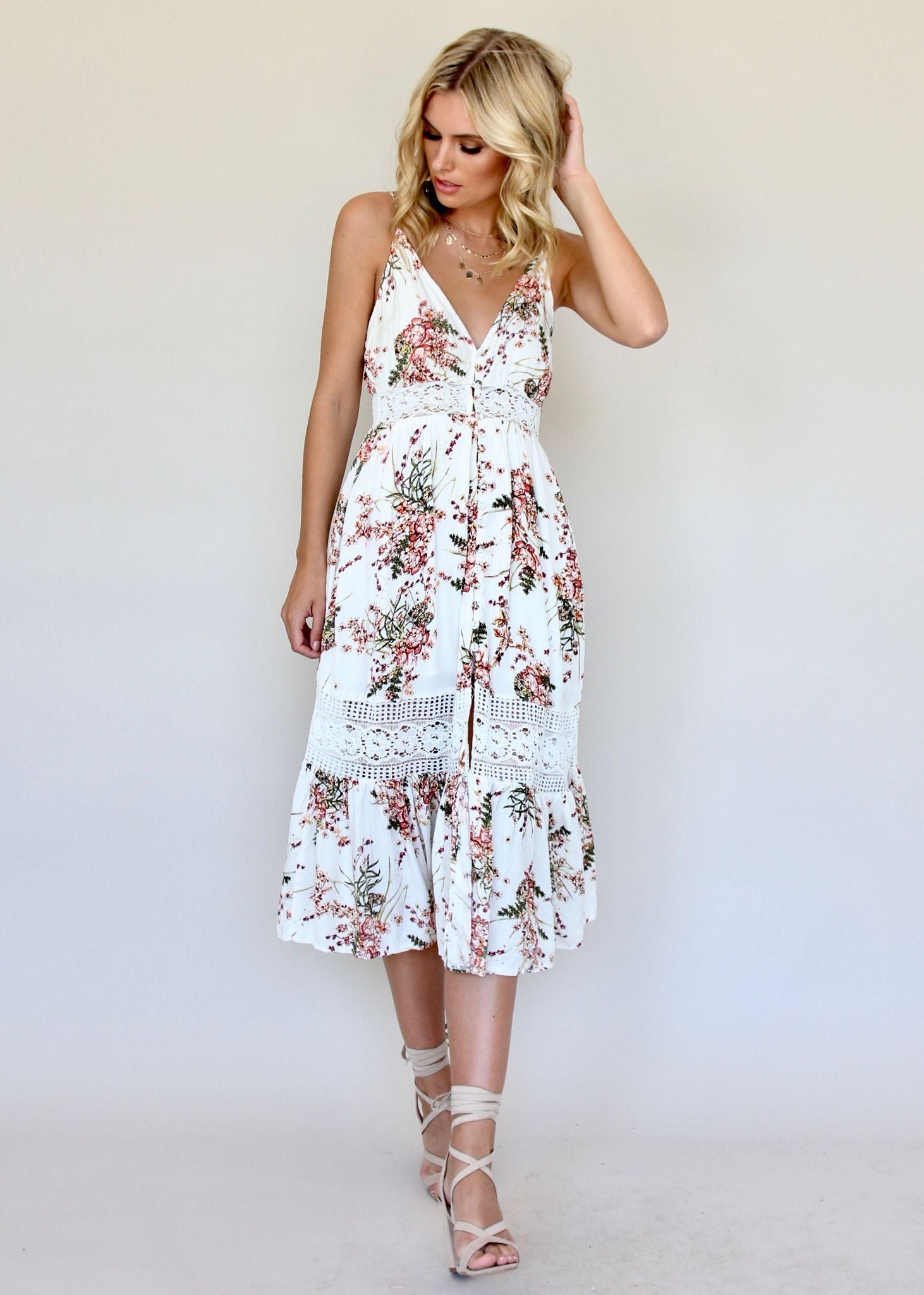 About The Weekend Midi Dress - White Splendour