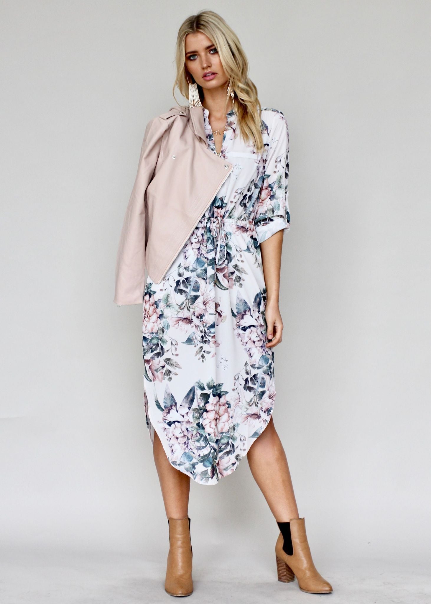 Let Me Lead Midi Dress - Blush Floral