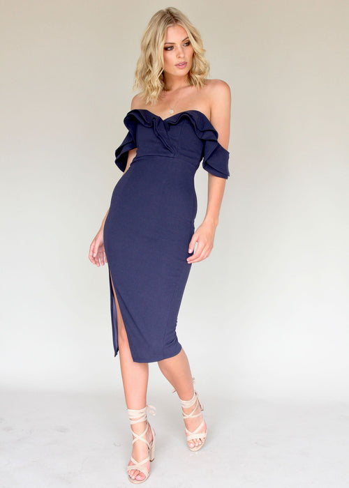 Flower Market Midi Dress - Navy