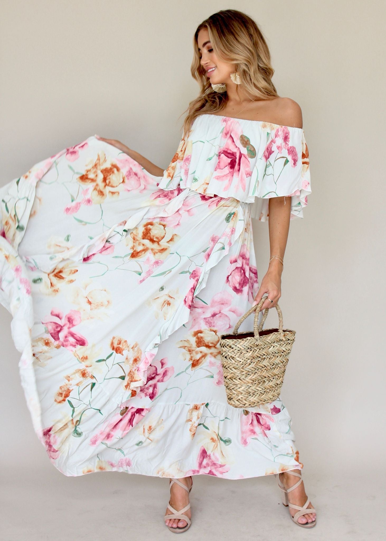 Georgie Off Shoulder Maxi Dress - Selena