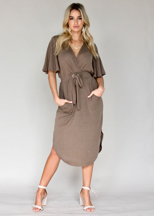 Run & Tell Midi Dress - Khaki