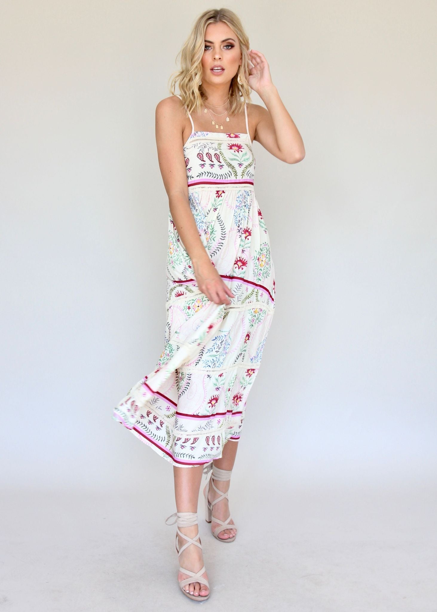 Heidi Swing Dress - Champagne Flowers