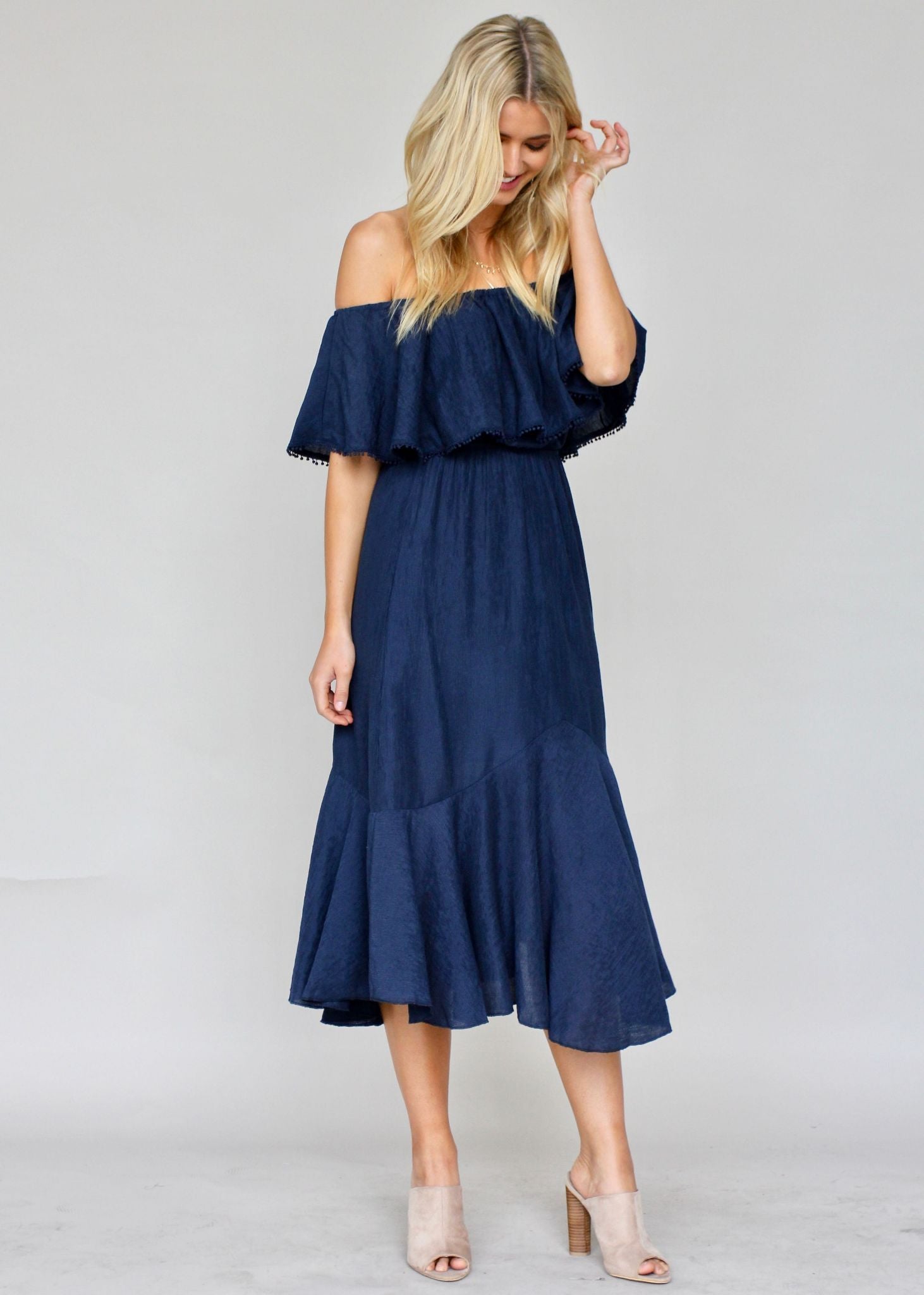 Hampton Summer Midi Dress - Navy