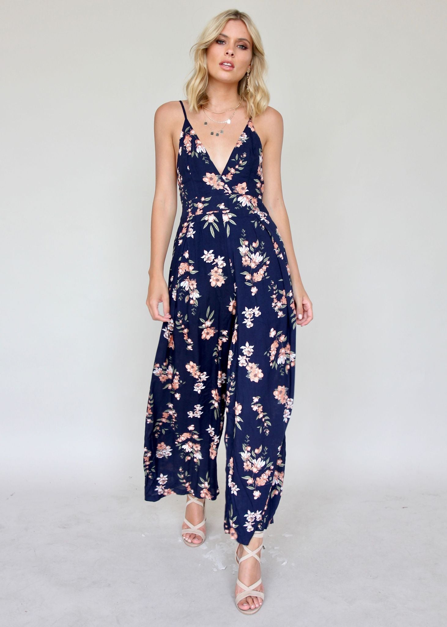 Last Glance Pantsuit - Navy Garden