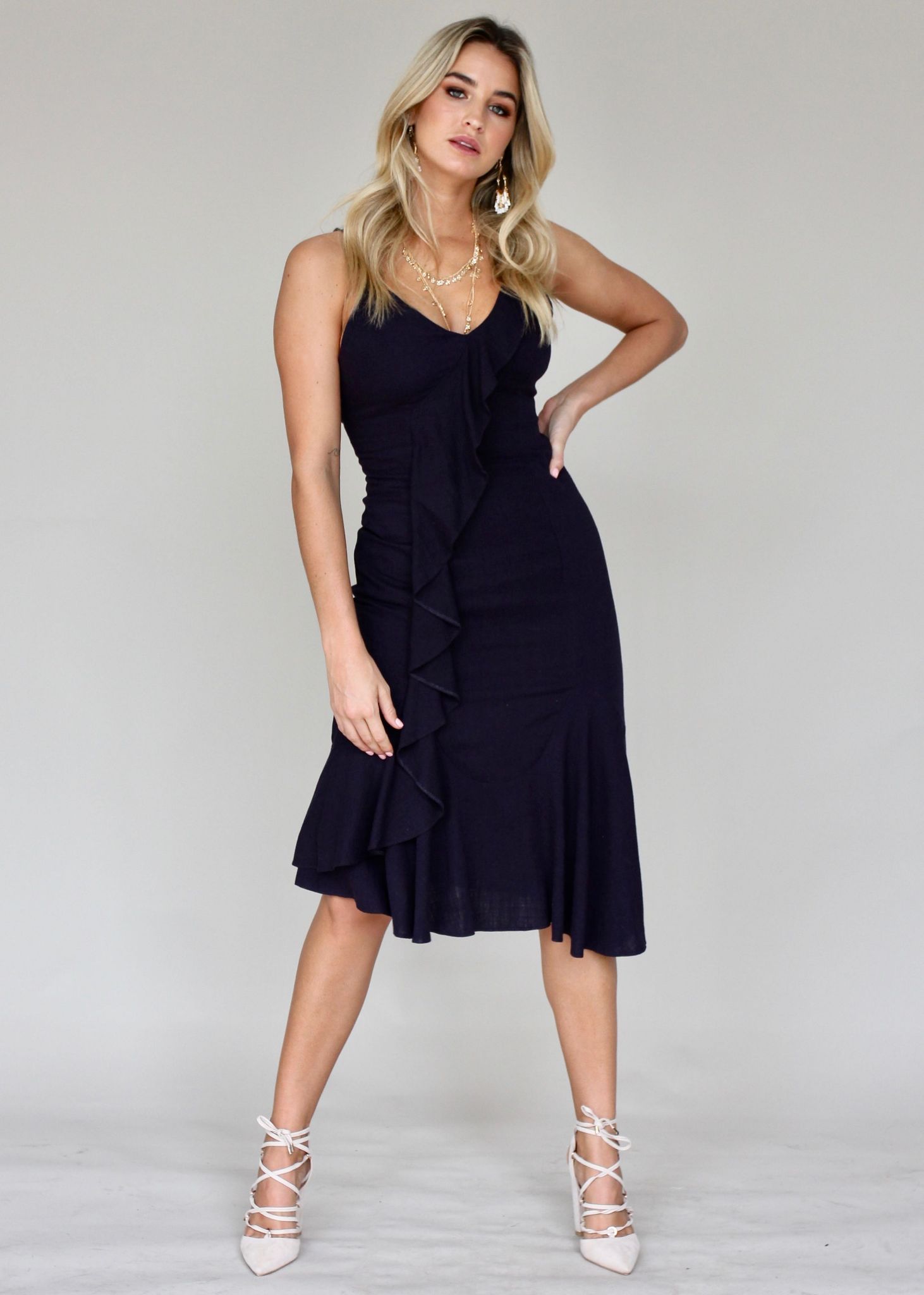 Leela Midi Dress - Navy
