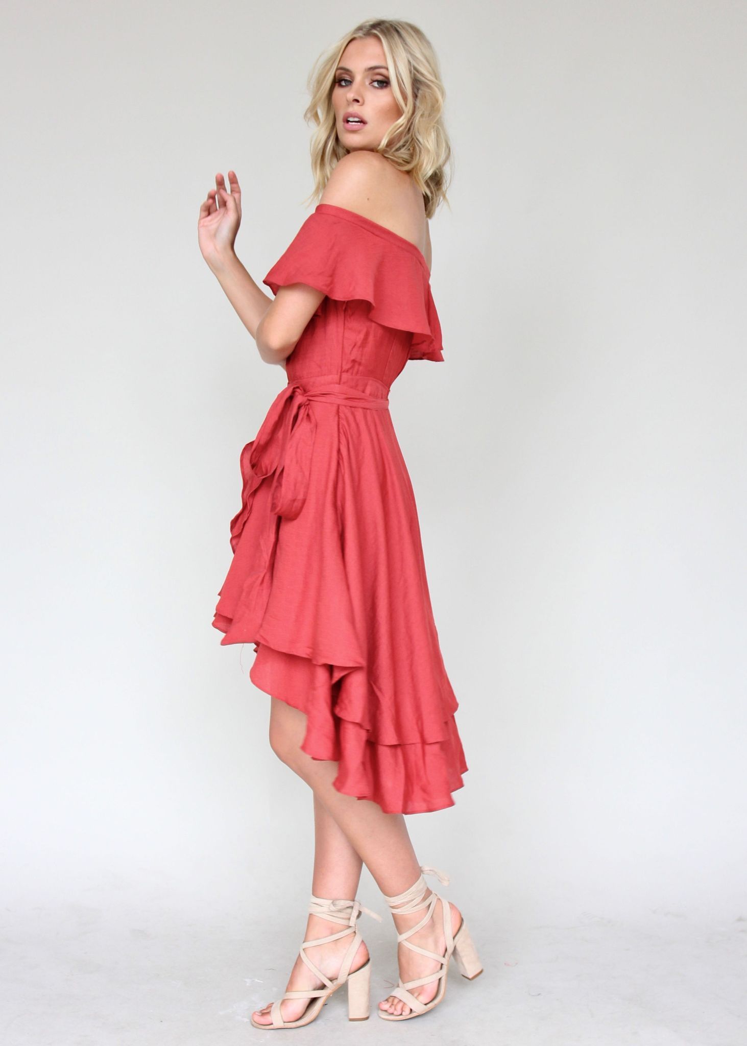 Senorita Off Shoulder Dress - Crimson