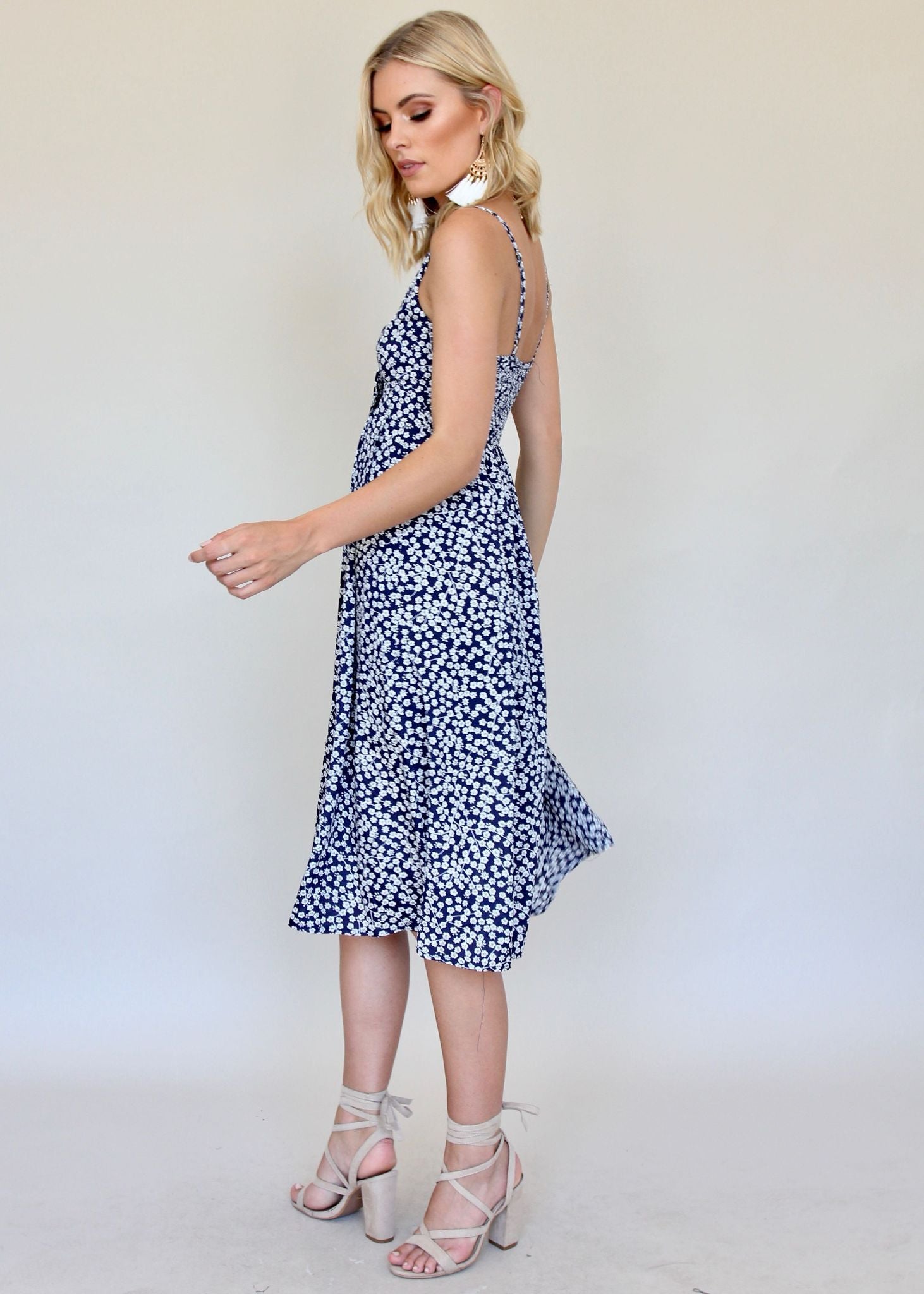 Big City Midi Dress - Navy/White