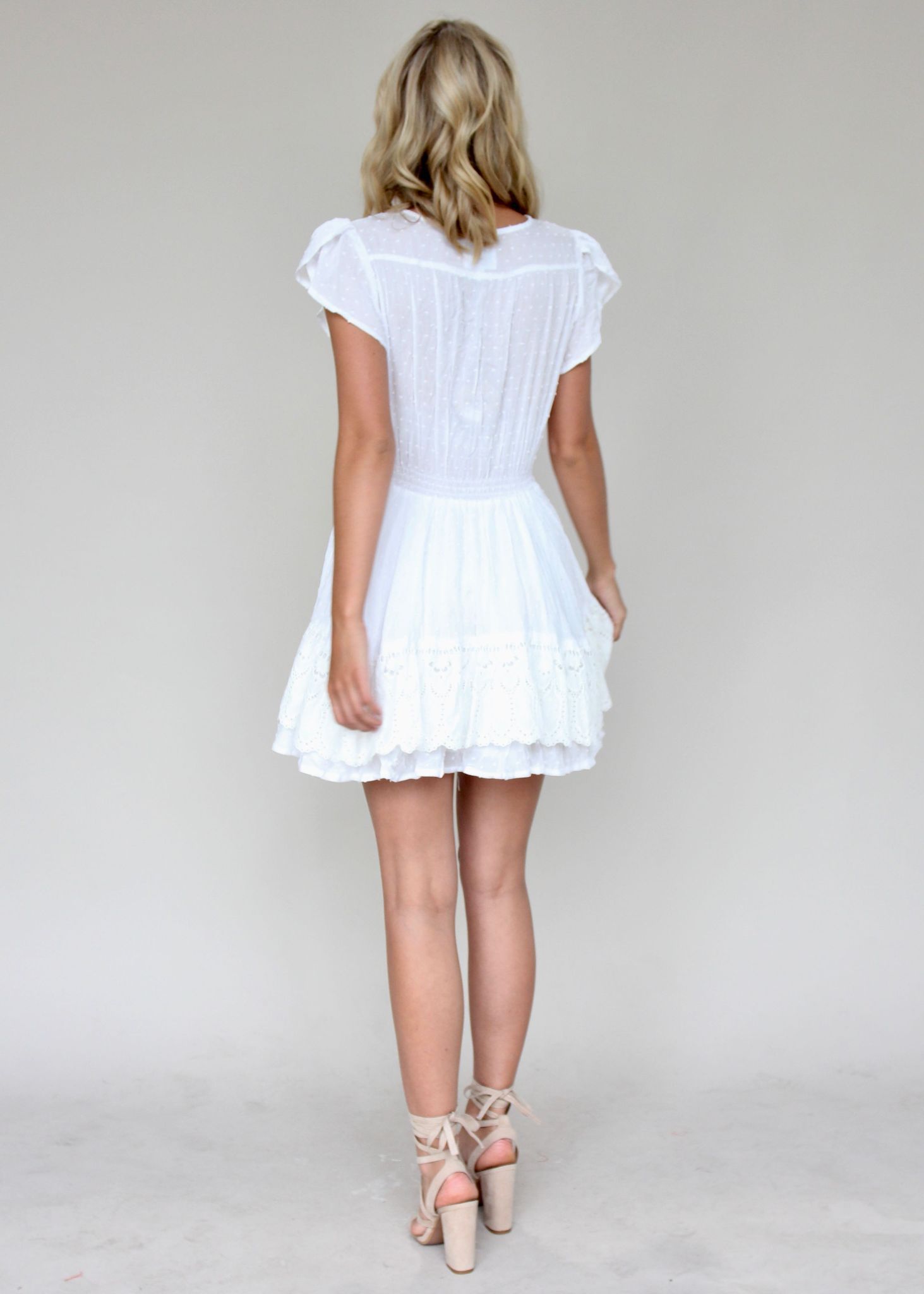 Alysse Mini Dress - White Embroidered