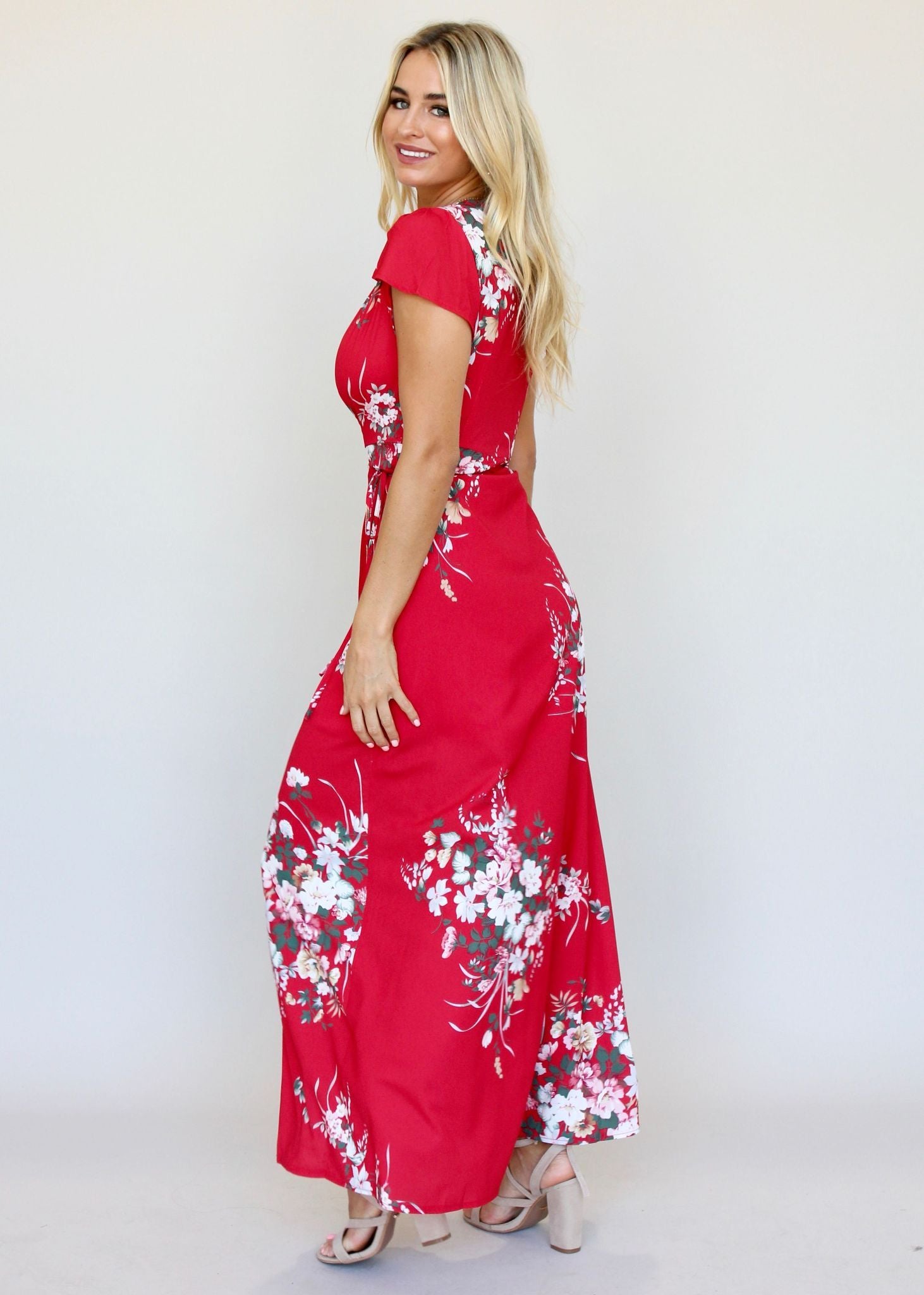 South Branch Wrap Maxi Dress - Red