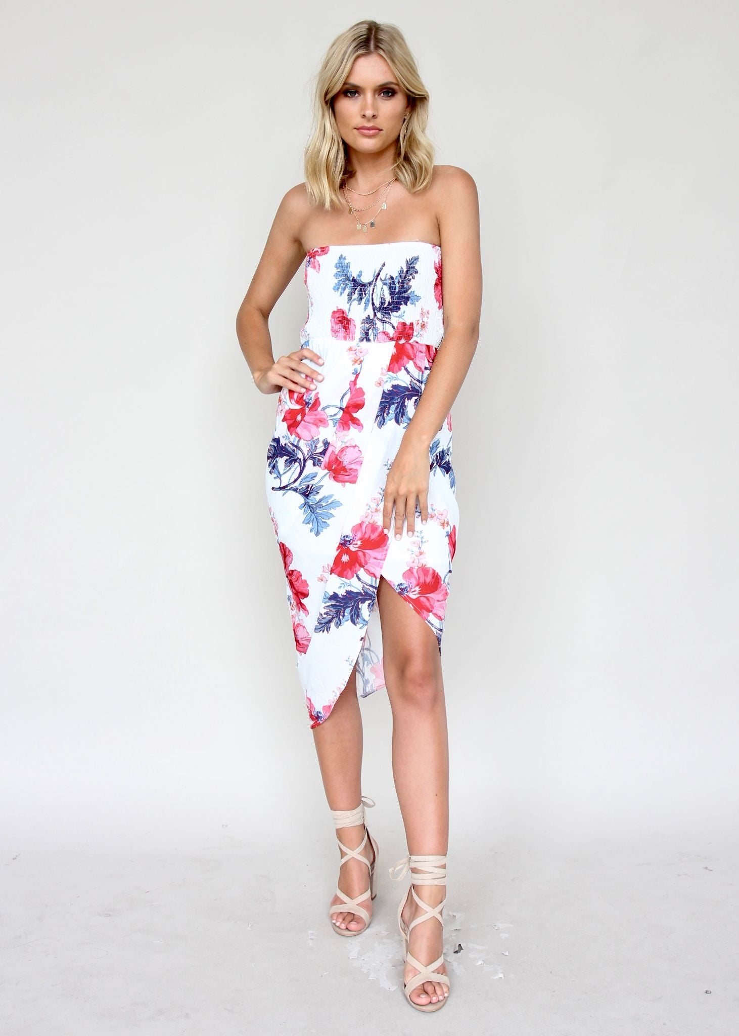 Milla Strapless Midi Dress - Florid