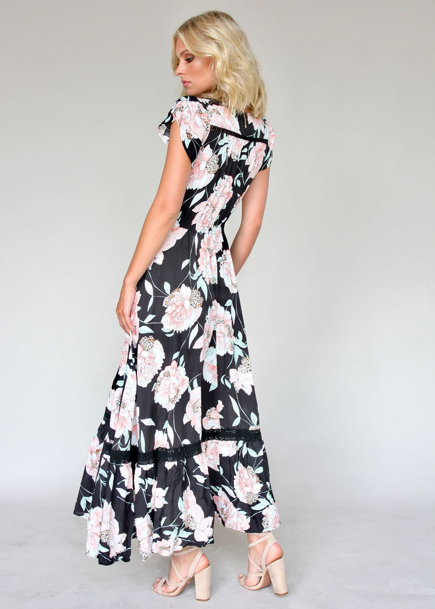 Carmen Maxi Dress - Peach Wildflower