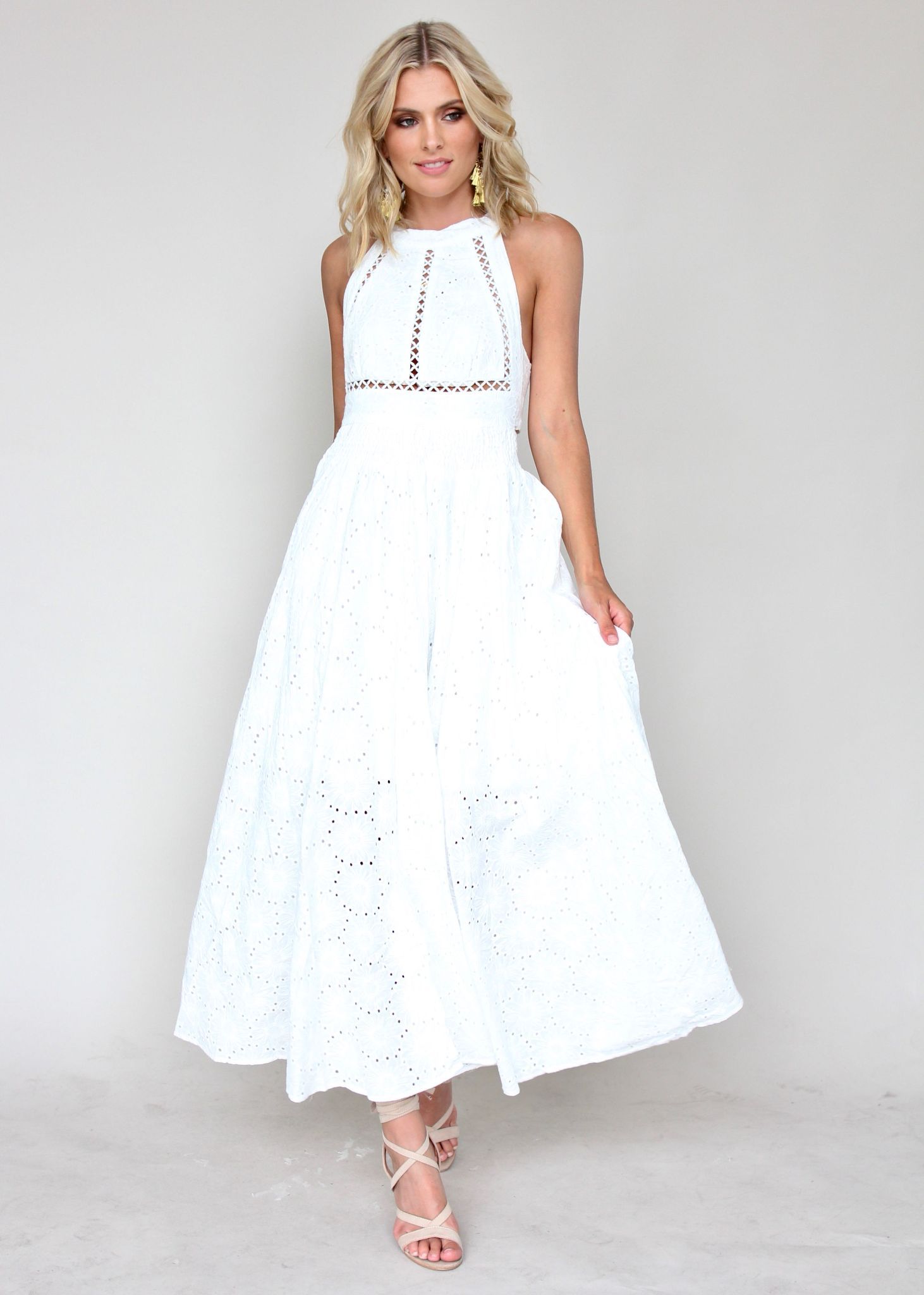 Break Of Dawn Maxi - Flower White Embroidered