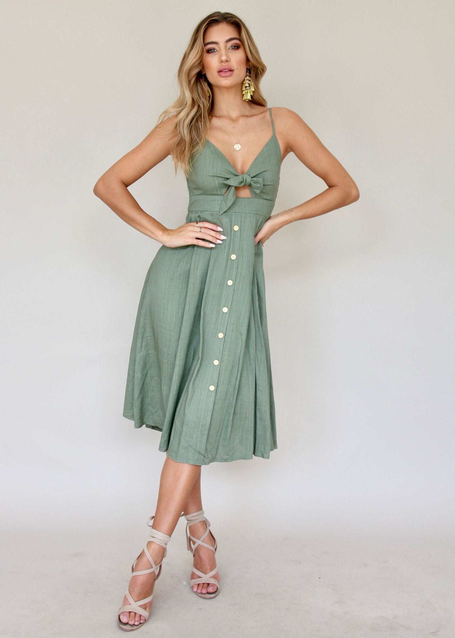 Big City Midi Dress - Khaki