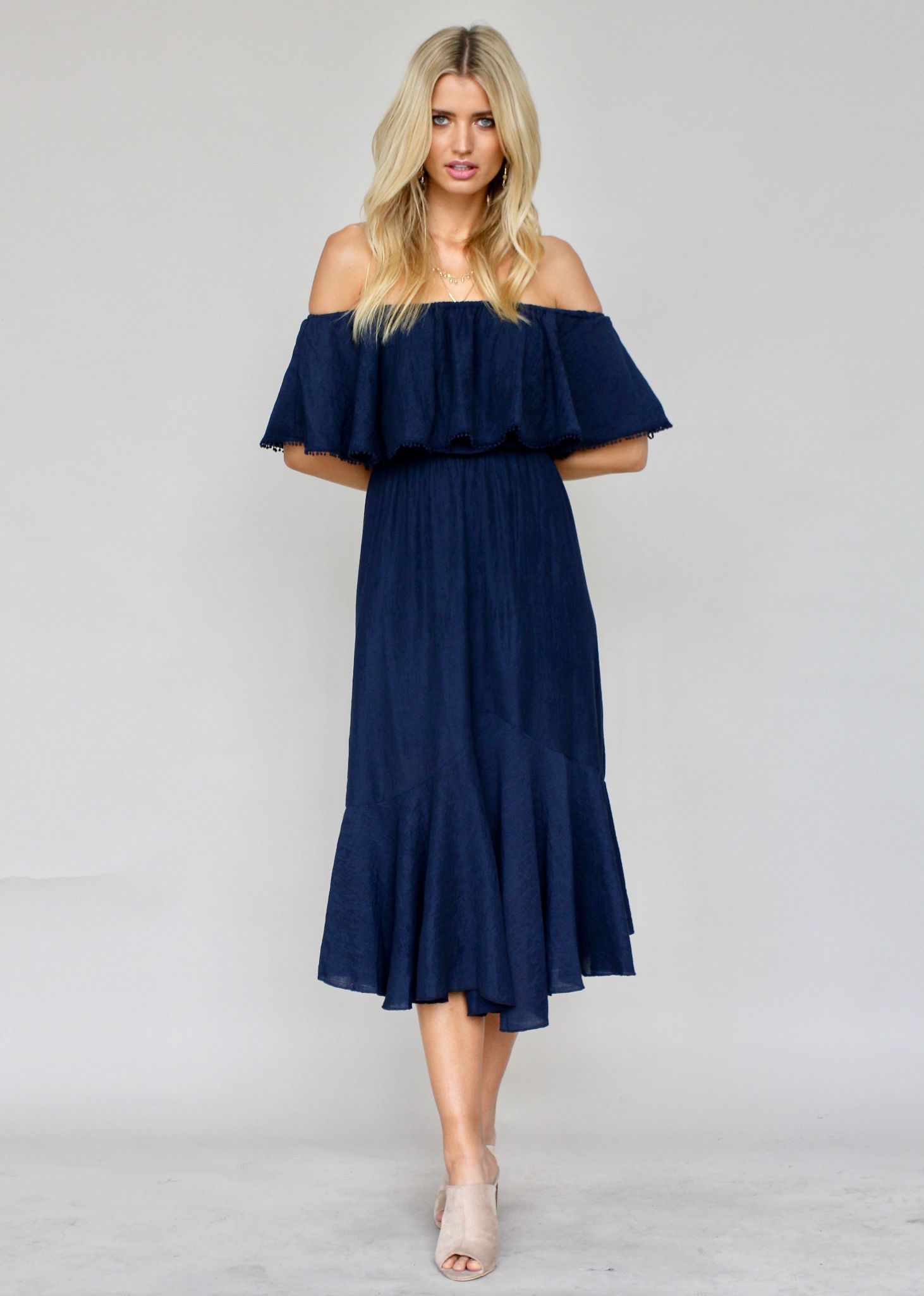 Hampton Summer Midi Dress - Navy