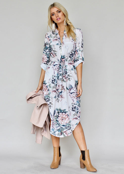 Let Me Lead Midi Dress - Blush Floral