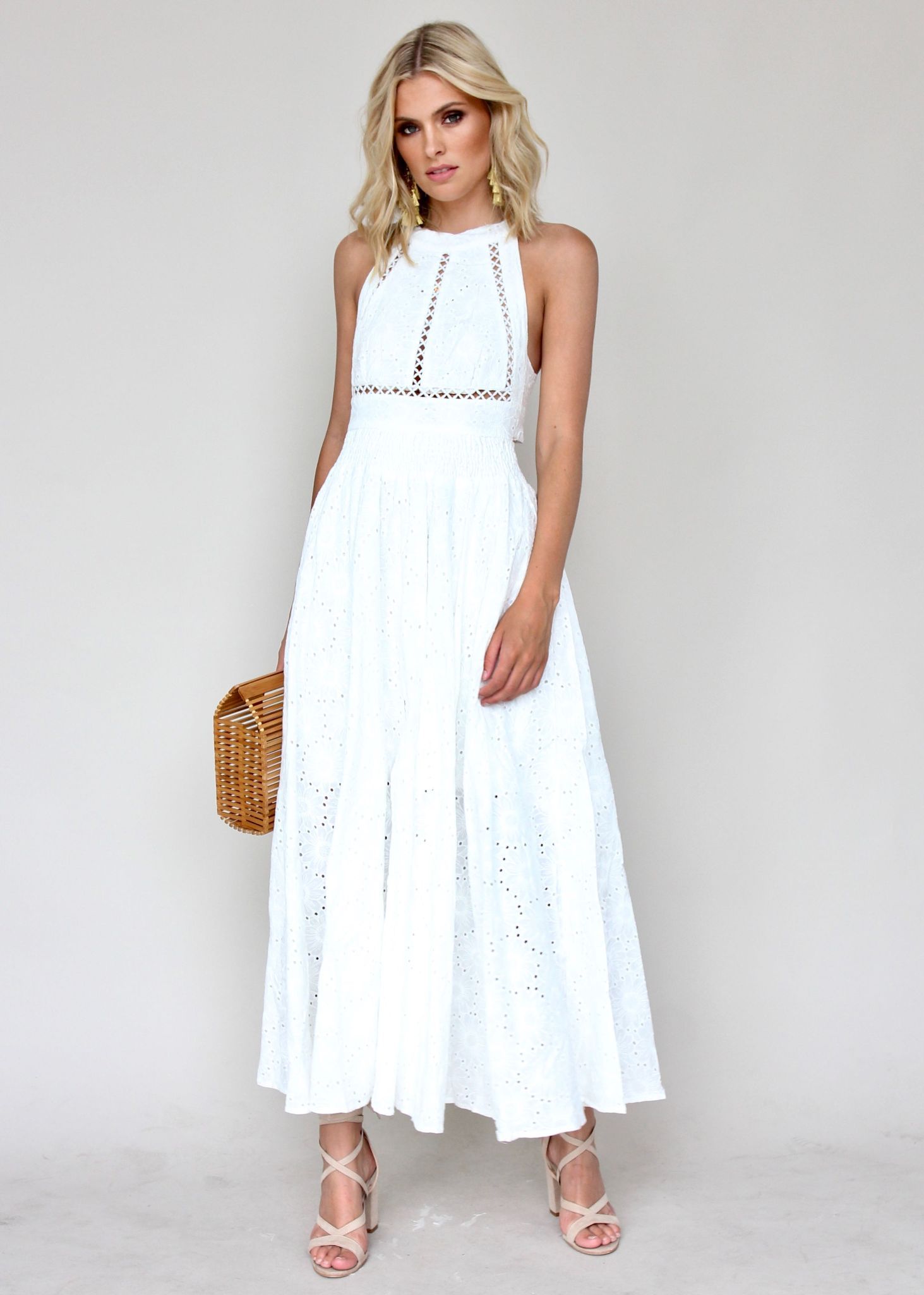 Break Of Dawn Maxi - Flower White Embroidered