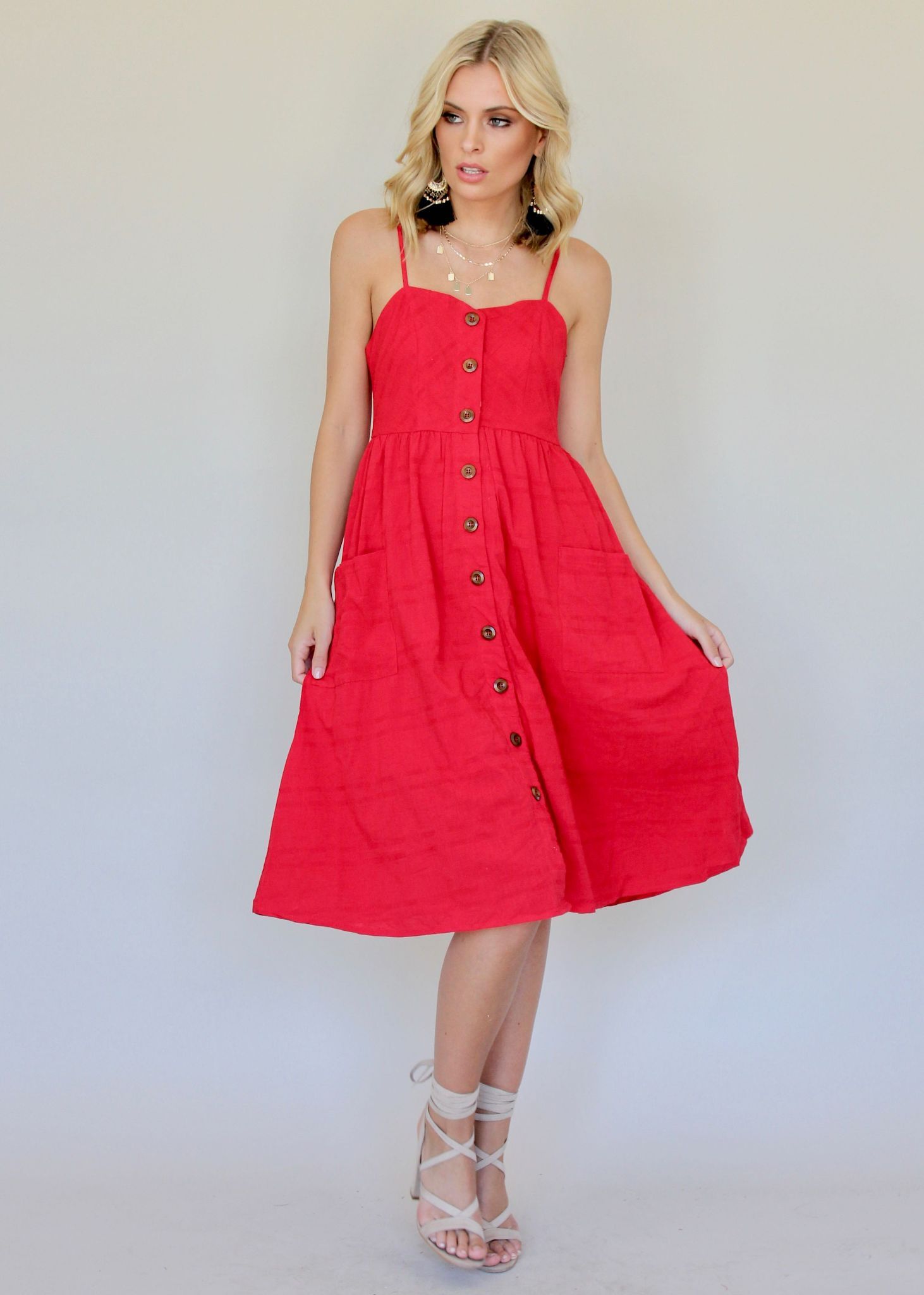 Utopia Midi Dress - Red