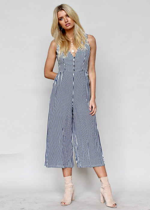 Boderie Pantsuit - Navy Stripe
